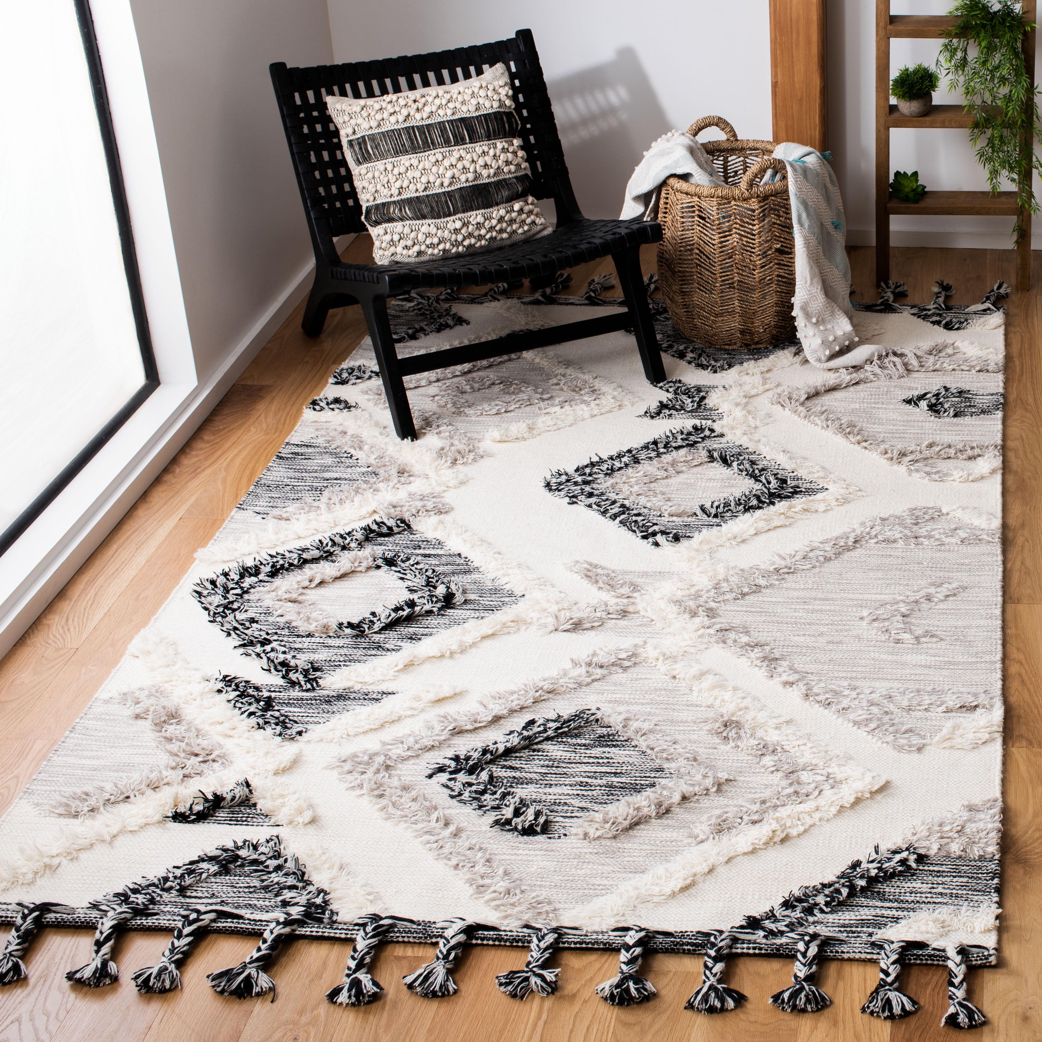 Kenya KNY960 Hand Woven Area Rug - Gray/Black - 5'x8' - Safavieh.