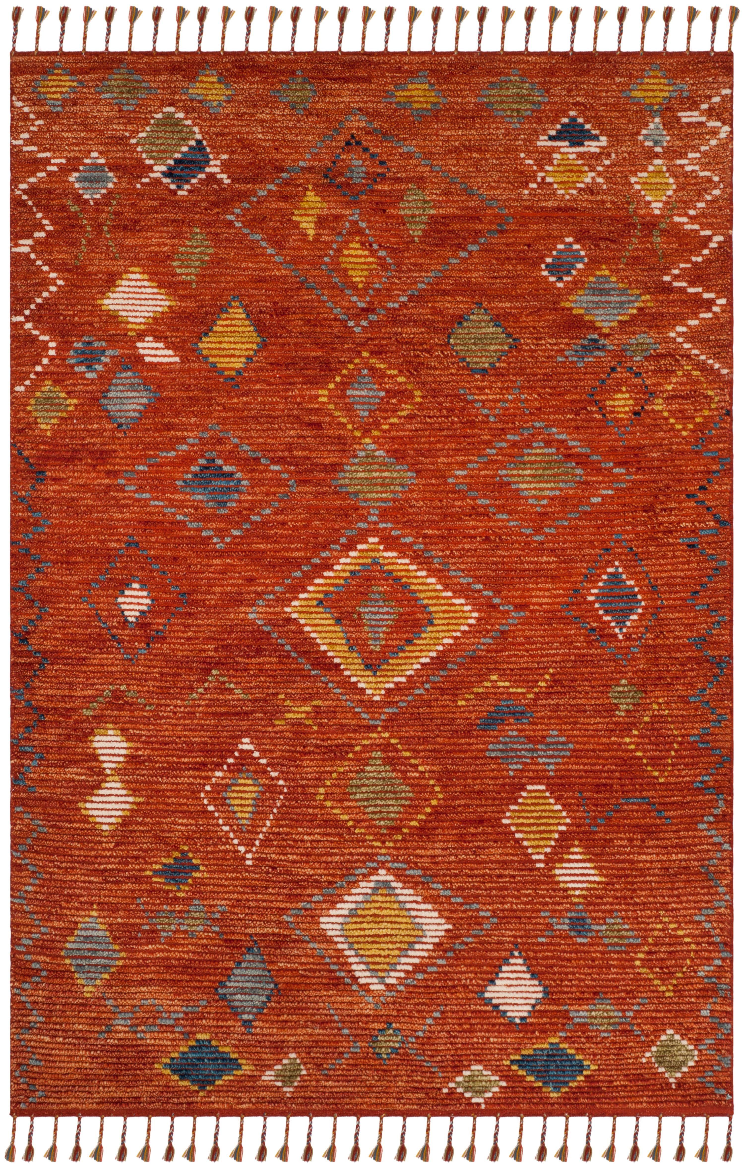 Tribal Essence Hand-Knotted Wool Area Rug in Red/Multi, 9' x 12'