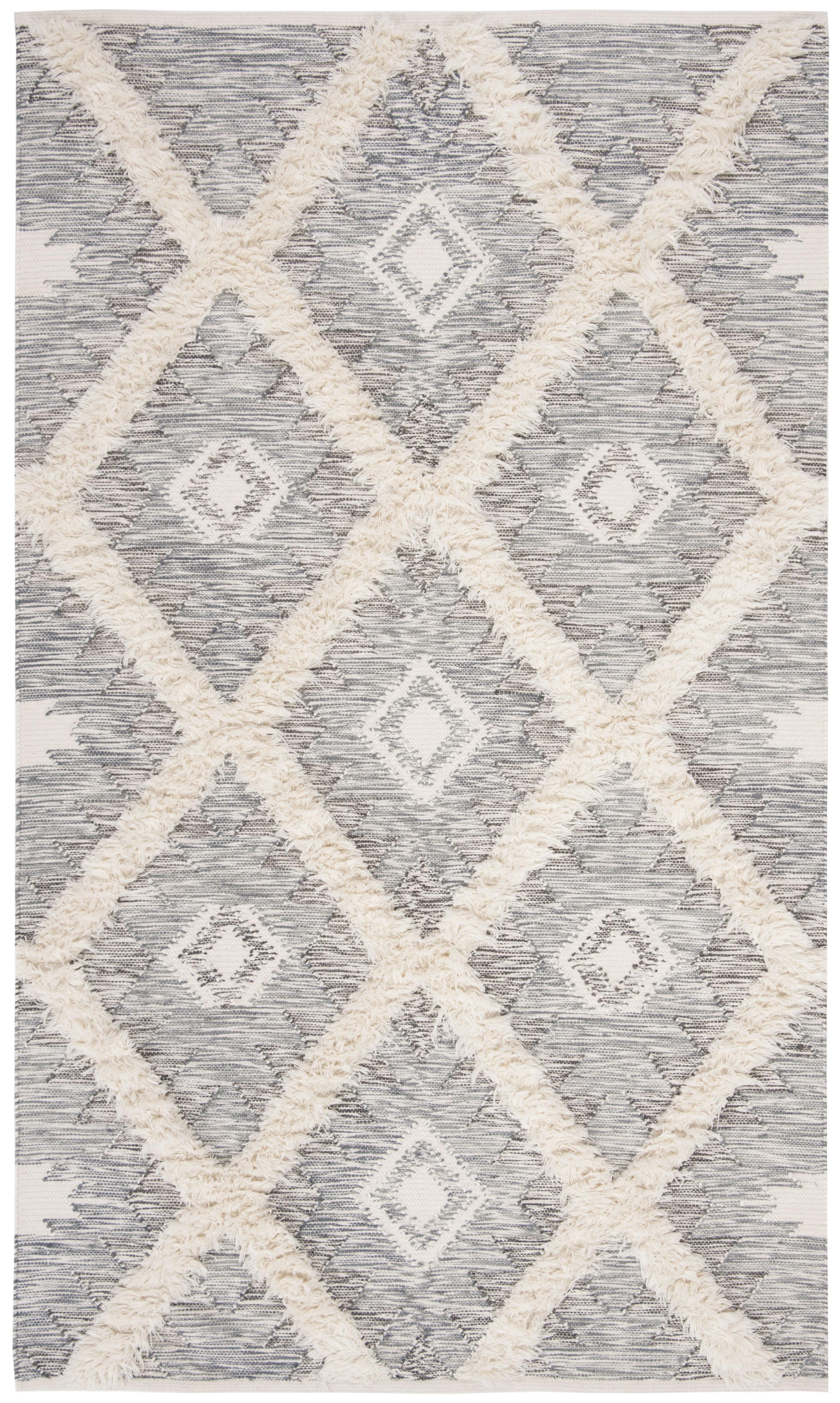 Ivory and Gray Hand-Knotted Wool 6' x 9' Area Rug