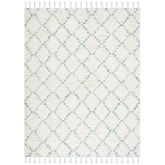 Kenya With Tassel KNY604 Hand Knotted Area Rug - Blue/Ivory - 8'x10' - Safavieh