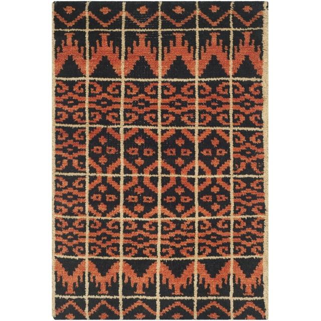 Union Rustic Alimatou Hand Knotted Wool/Cotton Southwestern Rug in Orange/Black