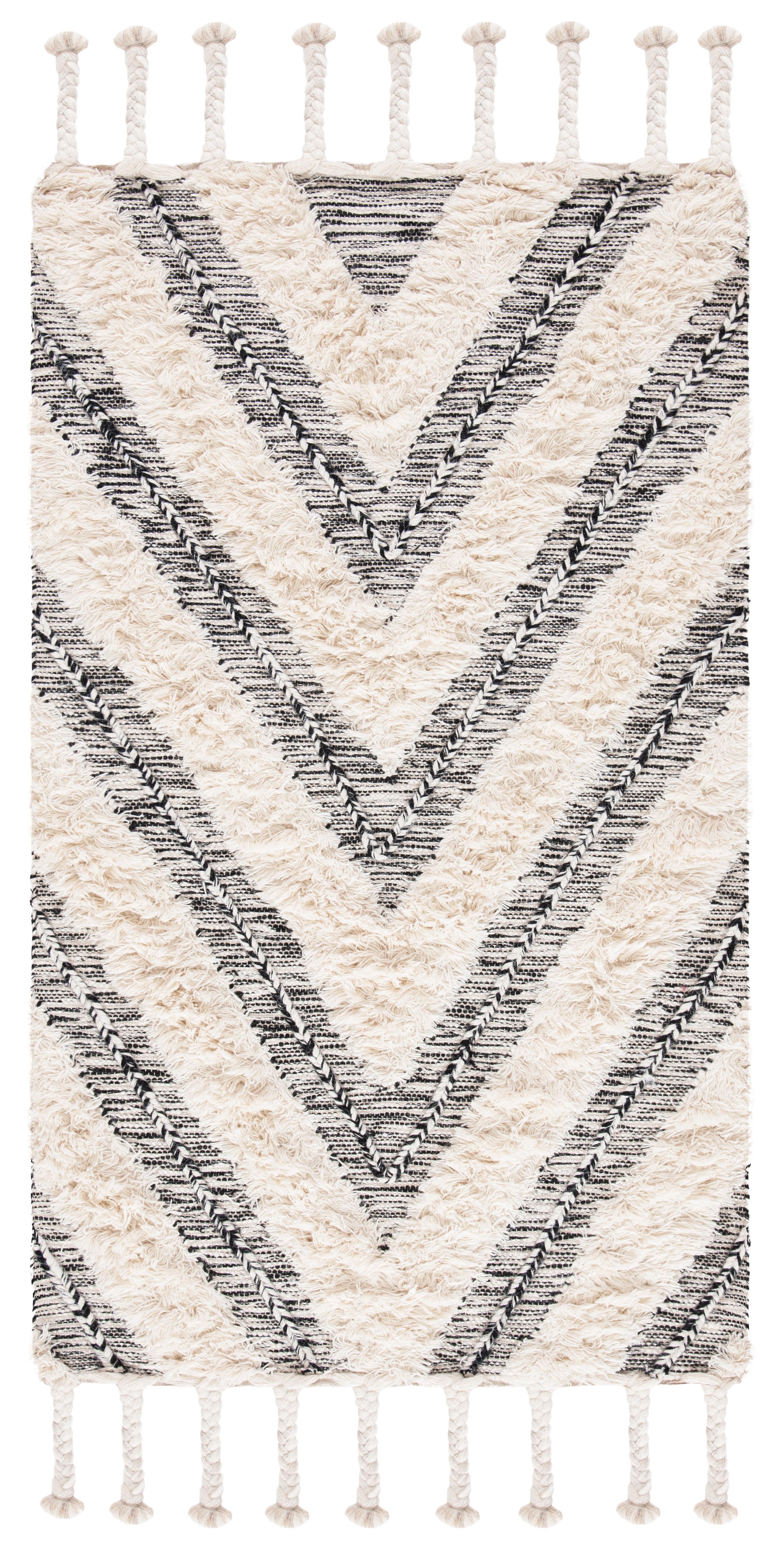 Kenya KNY901 Hand Knotted Accent Rug - Black/Ivory - 2'3"x4' - Safavieh.