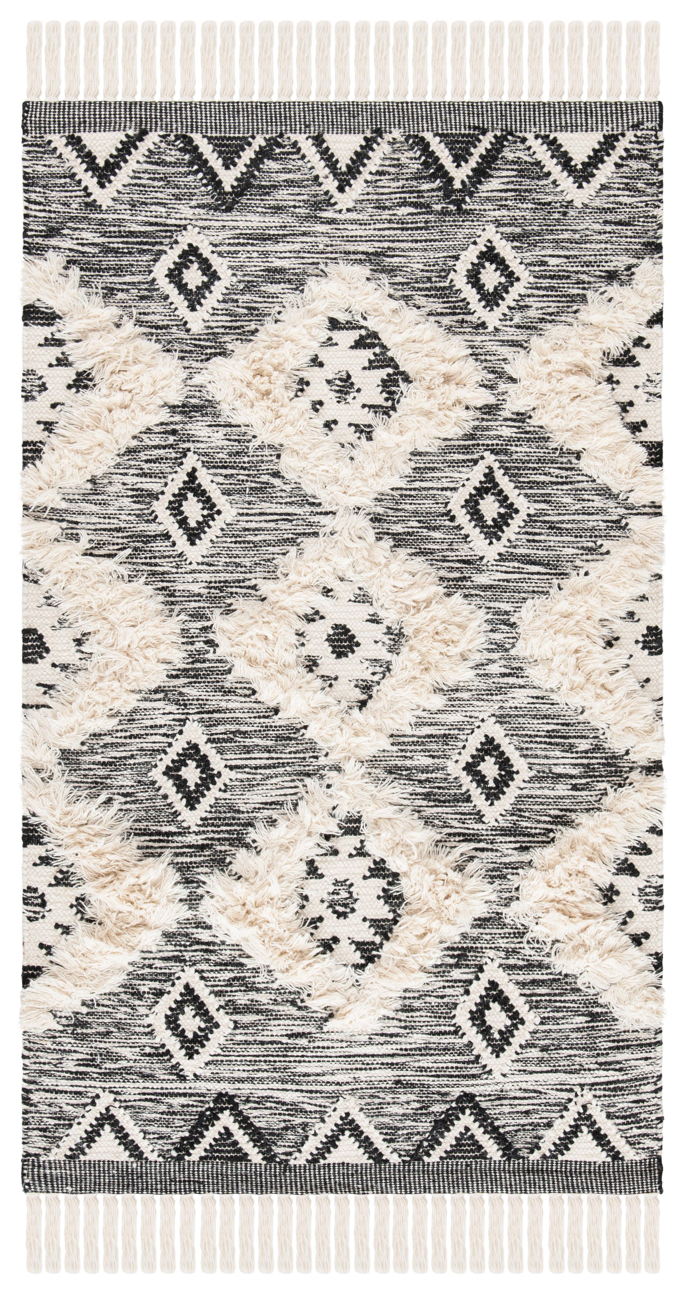 Kenya KNY906 Hand Knotted Accent Rug - Black/Ivory - 2'3"x4' - Safavieh.