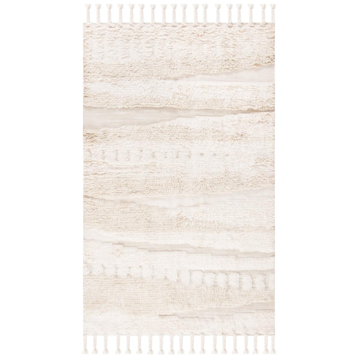 Ivory Elegance Hand-Knotted Wool Rectangular Area Rug