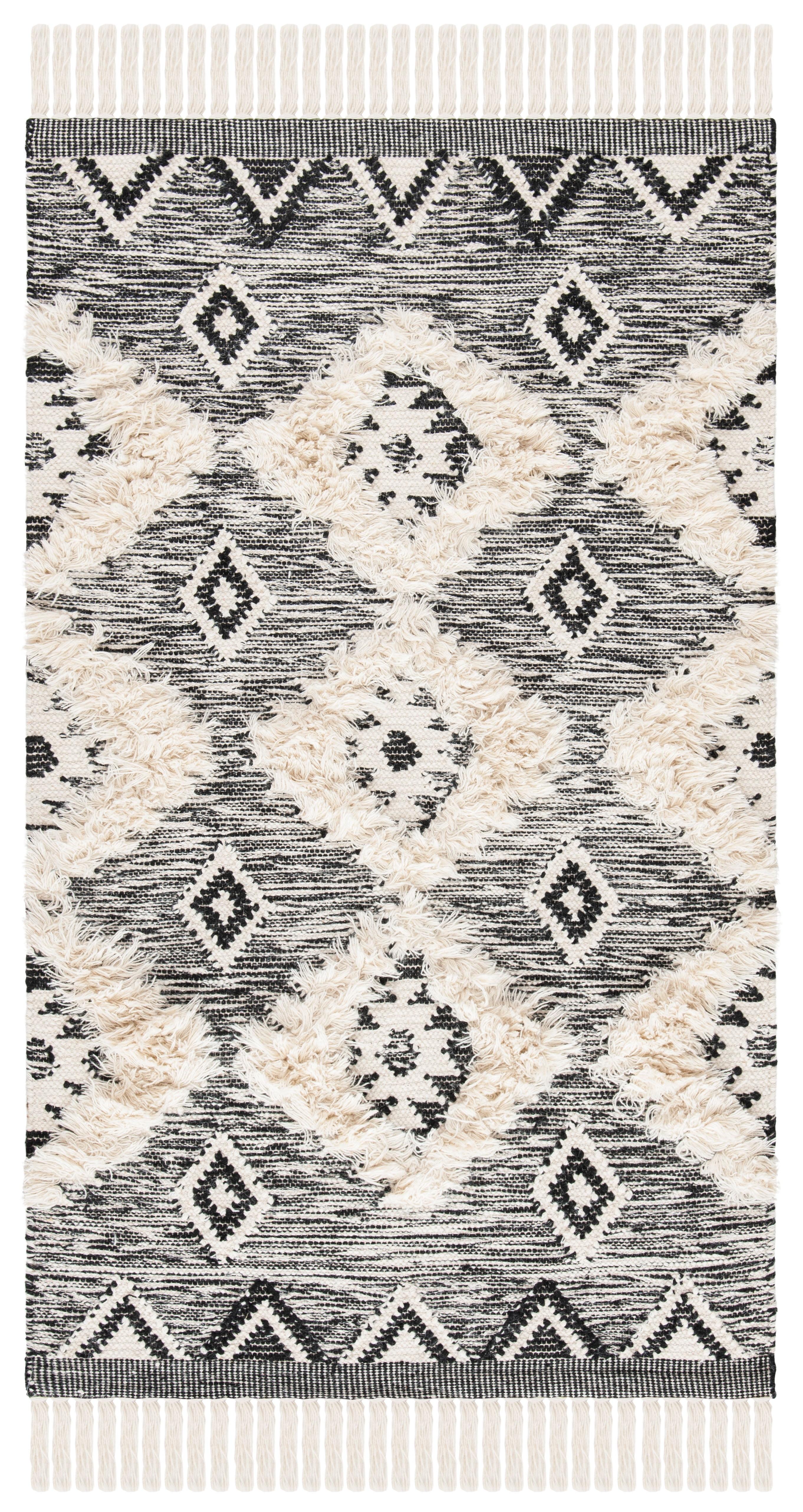 Kenya KNY906 Hand Knotted Accent Rug - Black/Ivory - 2'3"x4' - Safavieh.