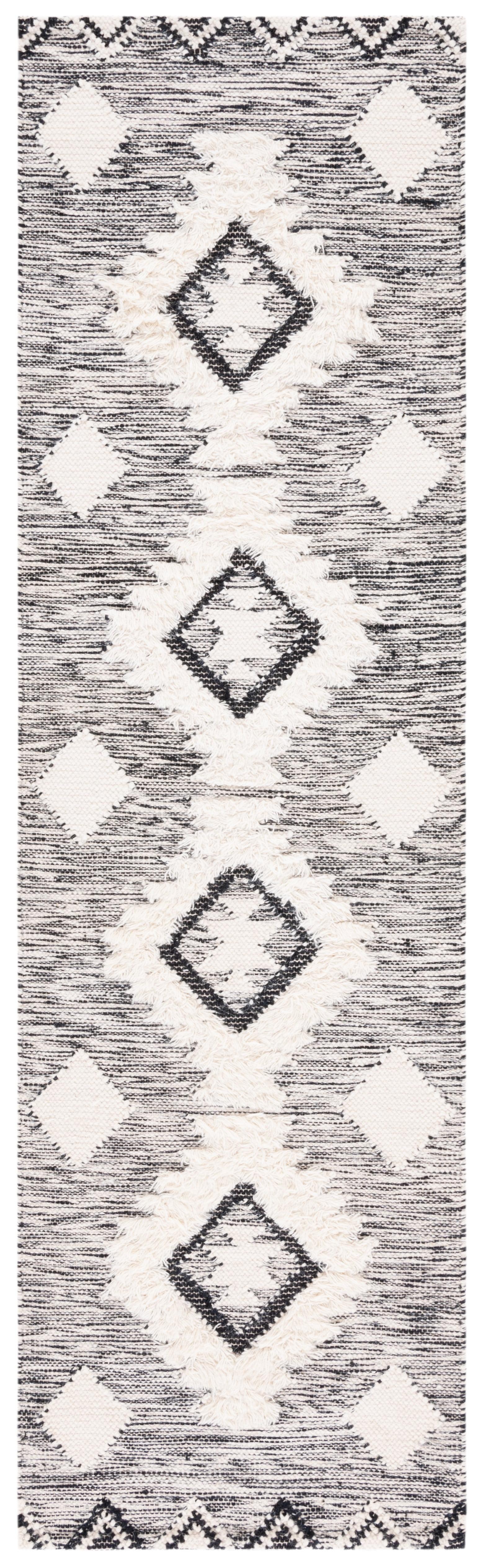 Kenya KNY275 Hand Woven Runner Rug - Black/Ivory - 2'3"x8' - Safavieh.