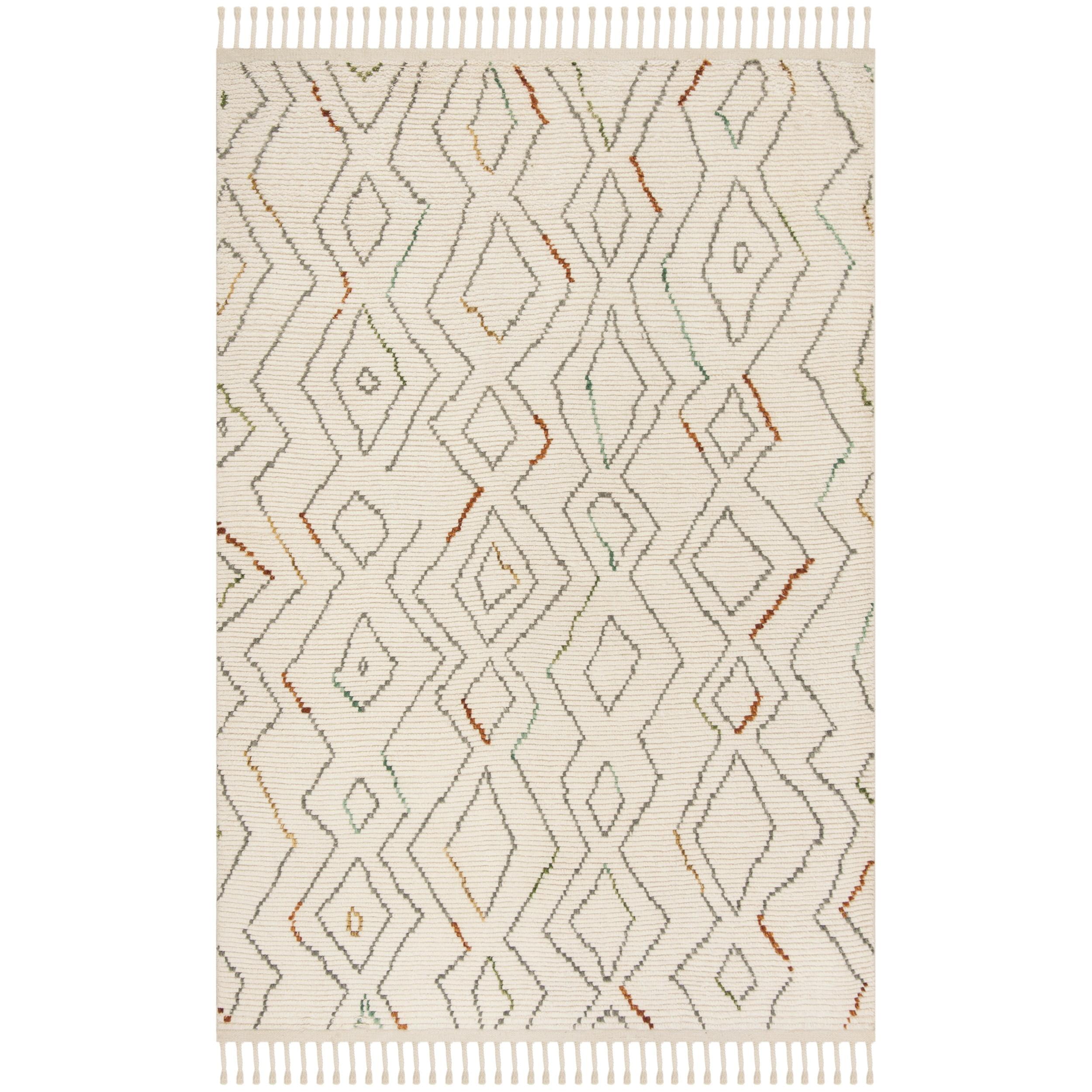 Ivory Hand-Knotted Wool Geometric 6' x 9' Area Rug