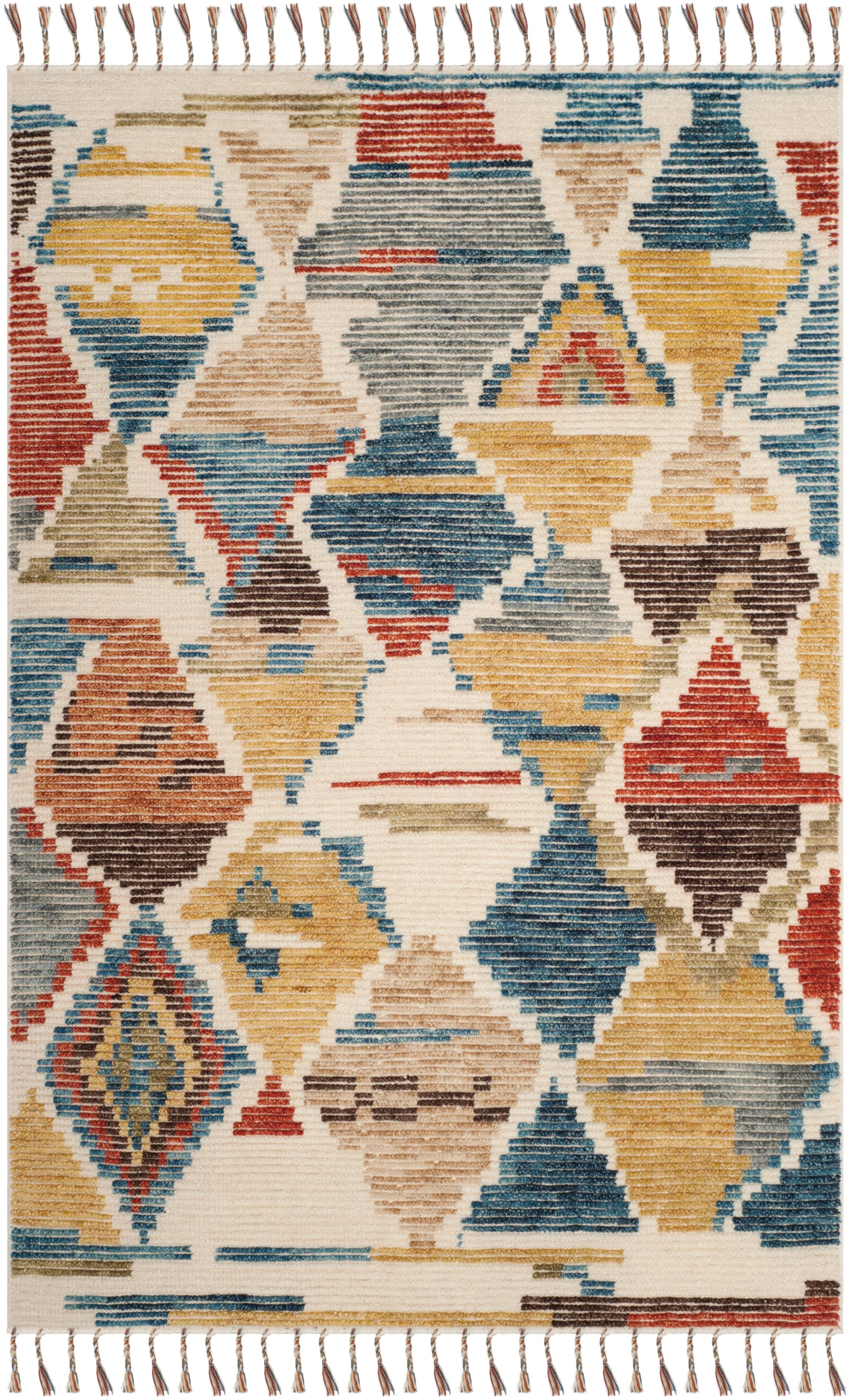 SAFAVIEH Kenya Thom Braided Abstract Fringe Area Rug, Multi, 9' x 12'