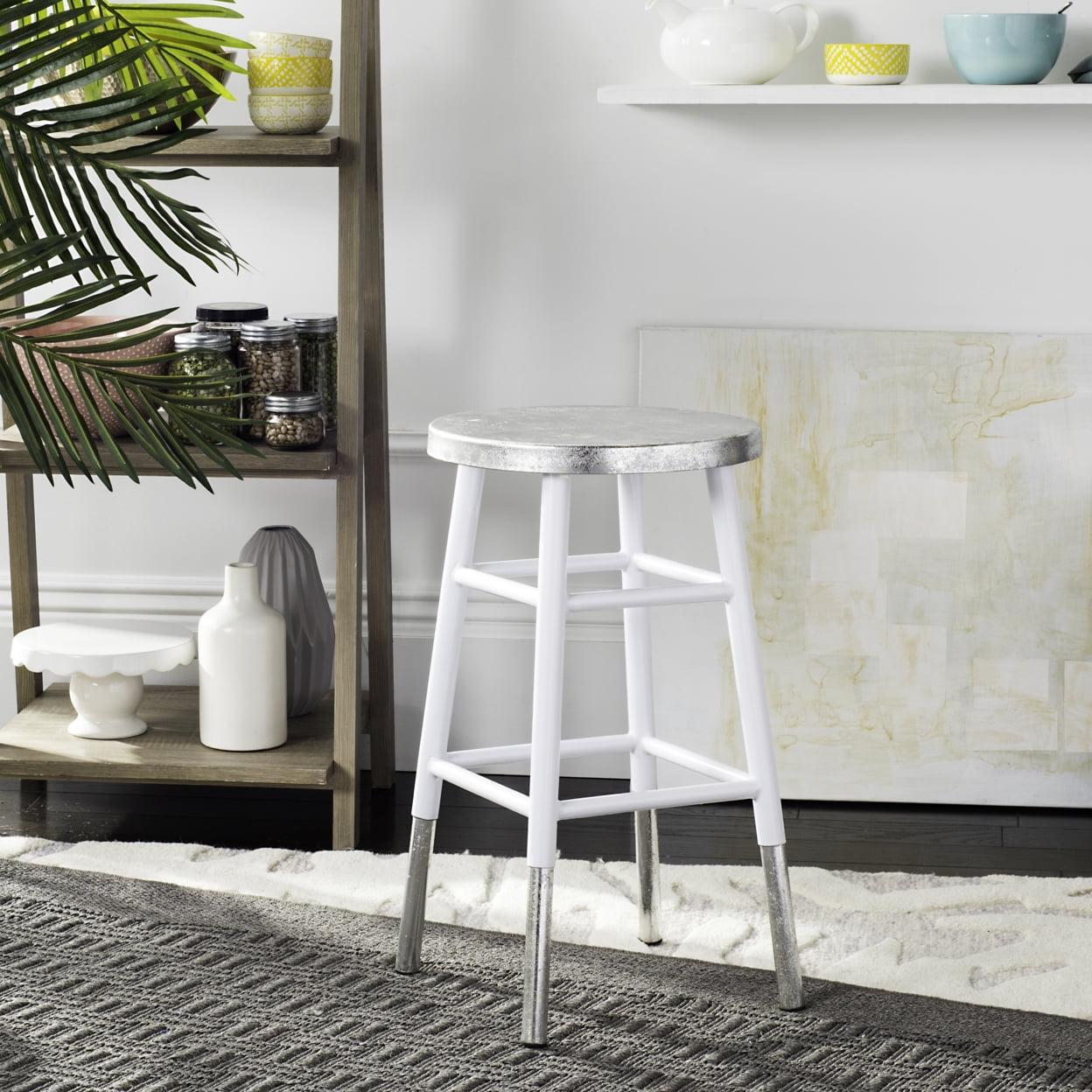 Kenzie Silver Dipped Counter Stool  - Safavieh