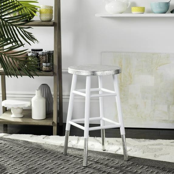 Kenzie Silver Dipped Counter Stool - FOX3211 - White/Silver - Safavieh Couture