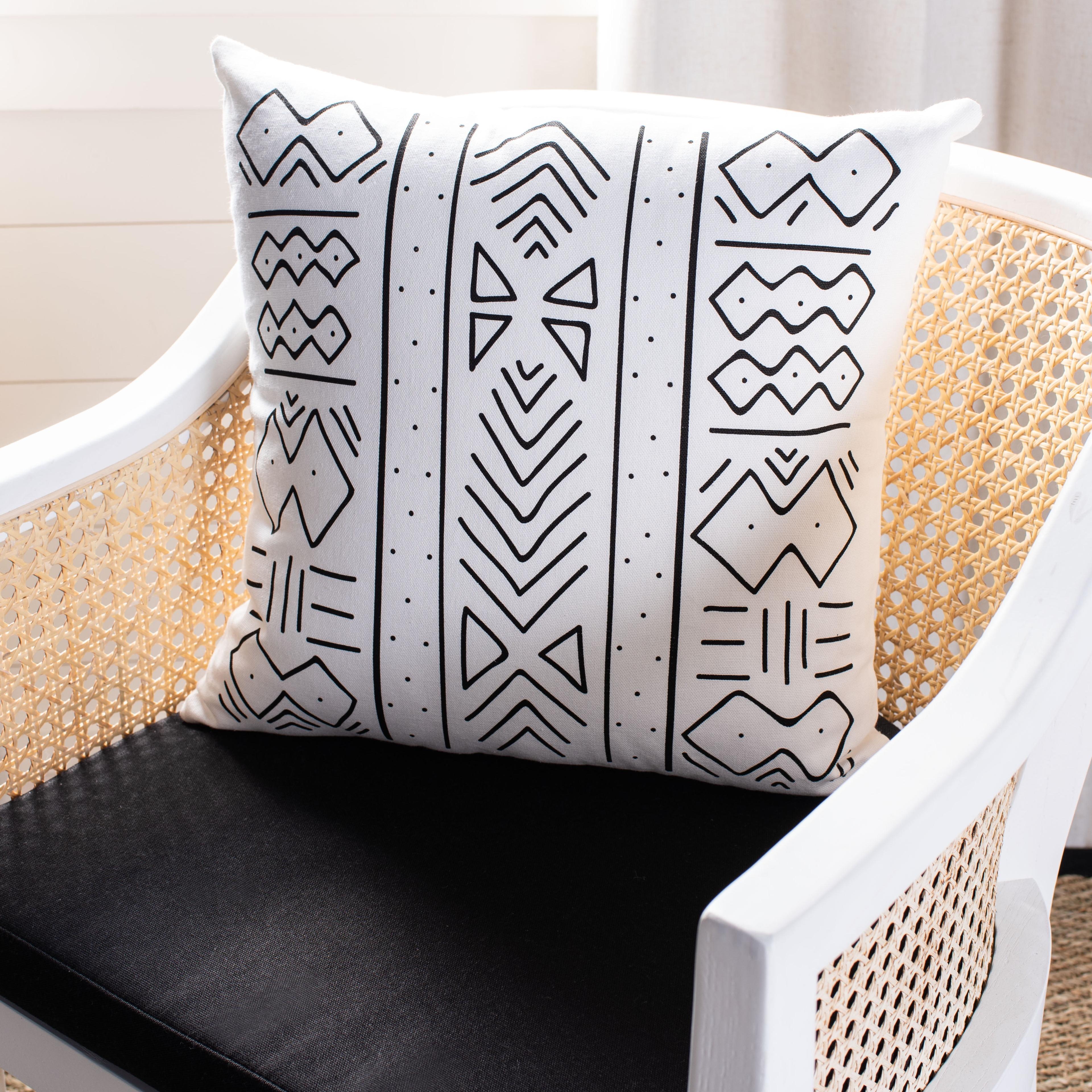 Kerra 18" Black and White Cotton Throw Pillow