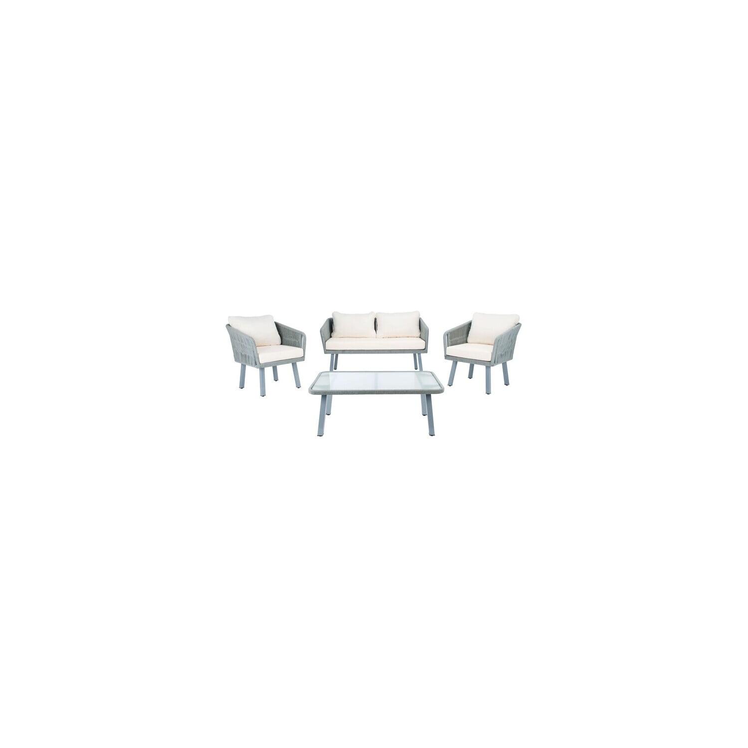 Kerson 4 Piece Rope Living Set - Indoor/Outdoor - PAT7519 - Grey/Beige - Safavieh