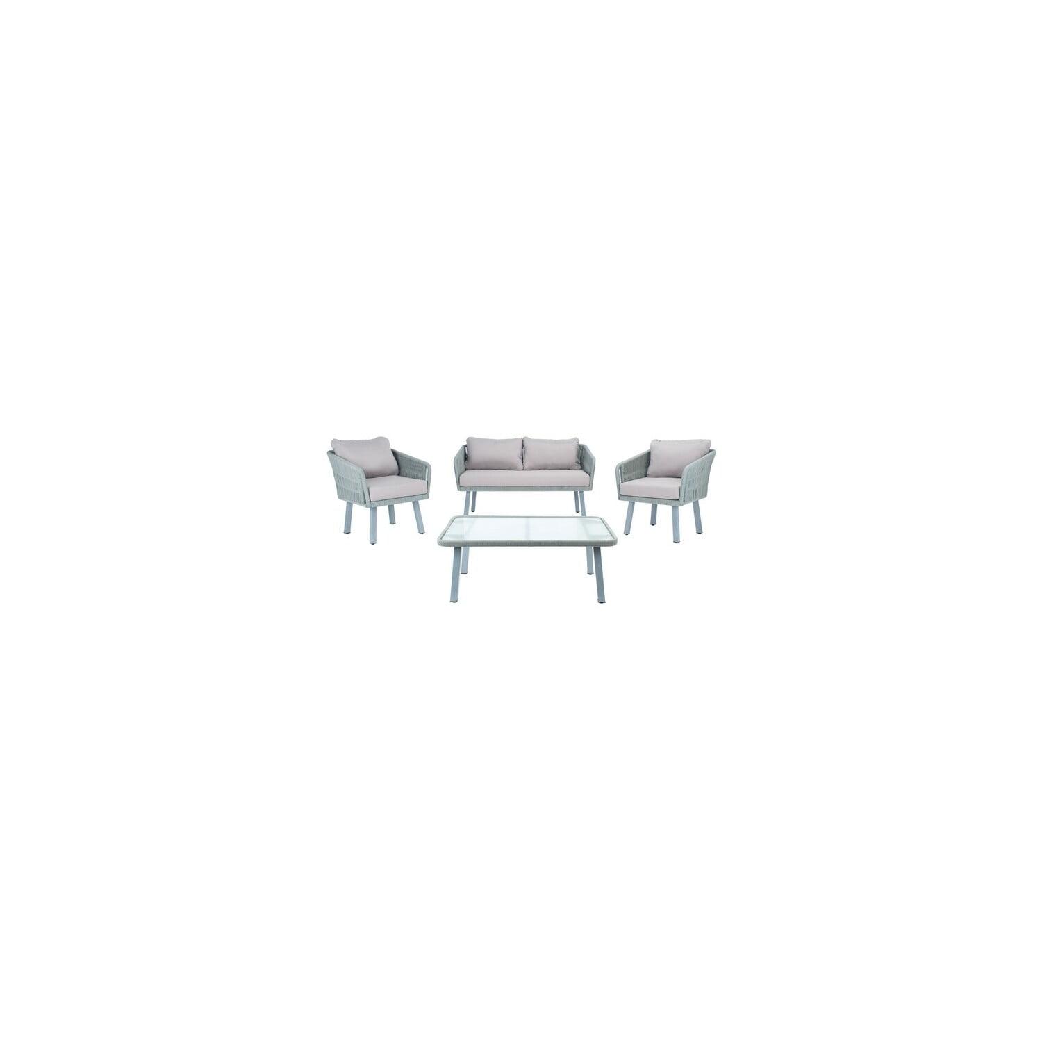 Kerson 4 Piece Rope Living Set - Indoor/Outdoor - PAT7519 - Grey/Grey - Safavieh