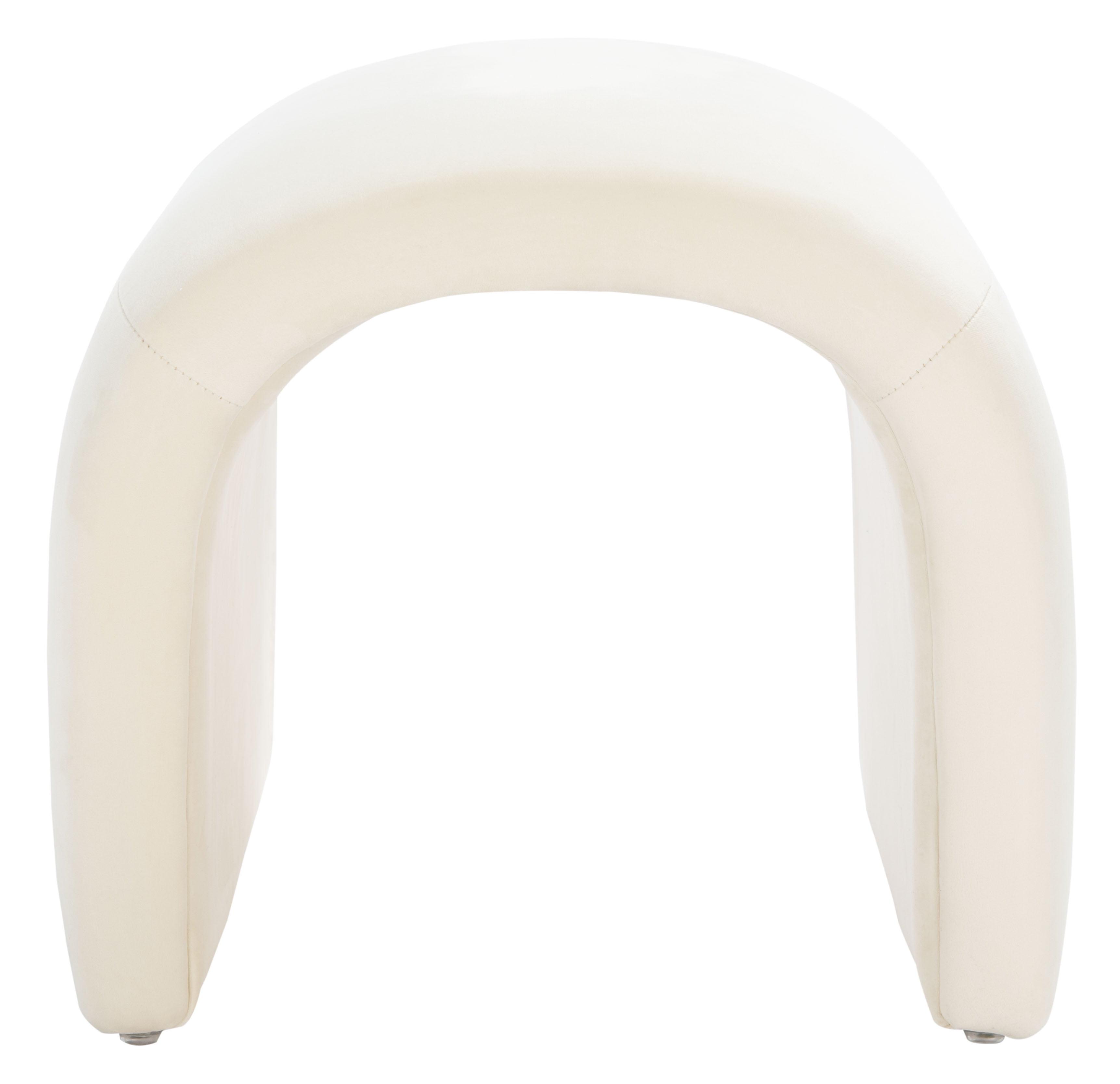 Luxurious Curved Cream Velvet Storage Ottoman