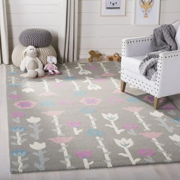 Safavieh Kids Floral SFK918 Hand Tufted Indoor Area Rug - Grey/Pink - 5'x8' - Safavieh
