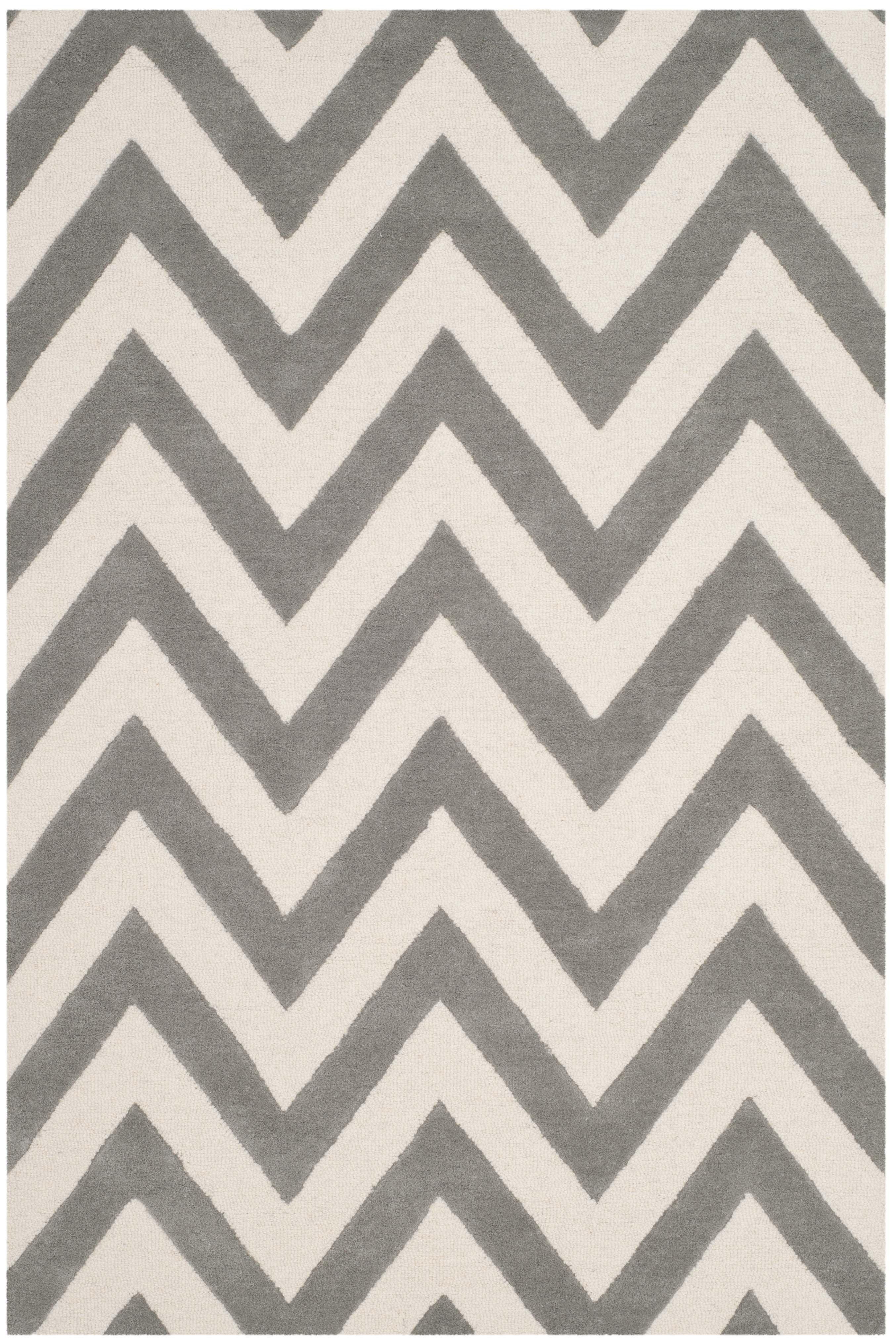 SAFAVIEH Kids Basic Chevron Wool Area Rug, Grey/Ivory, 3' x 5'