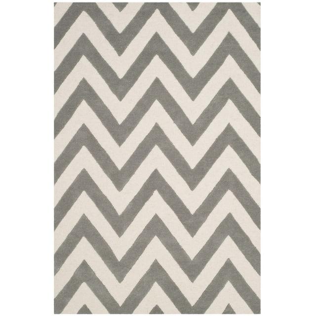 SAFAVIEH Kids Basic Chevron Wool Area Rug, Grey/Ivory, 3' x 5'