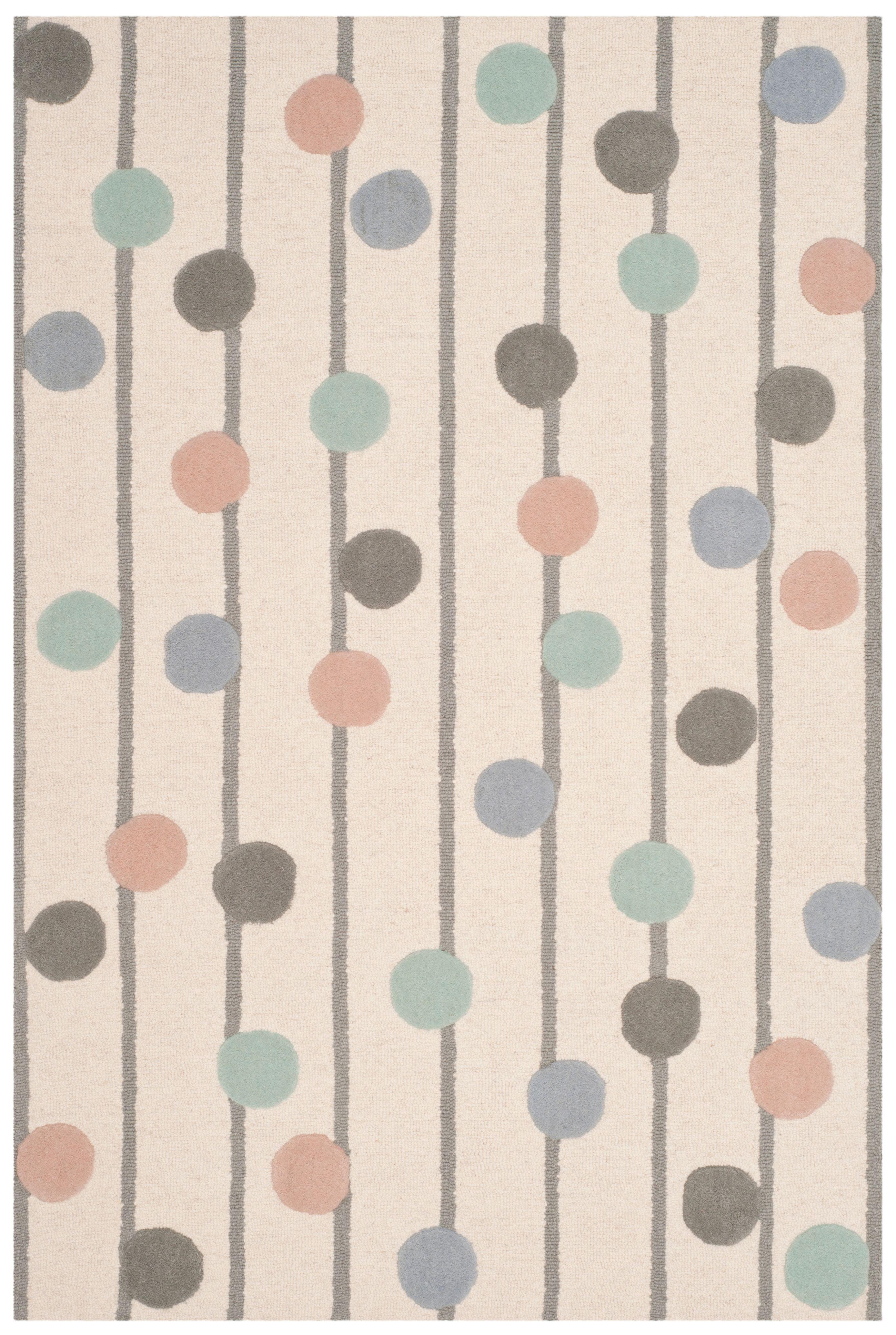 Ivory Whimsy 3' x 5' Hand-Tufted Wool Kids' Playroom Rug