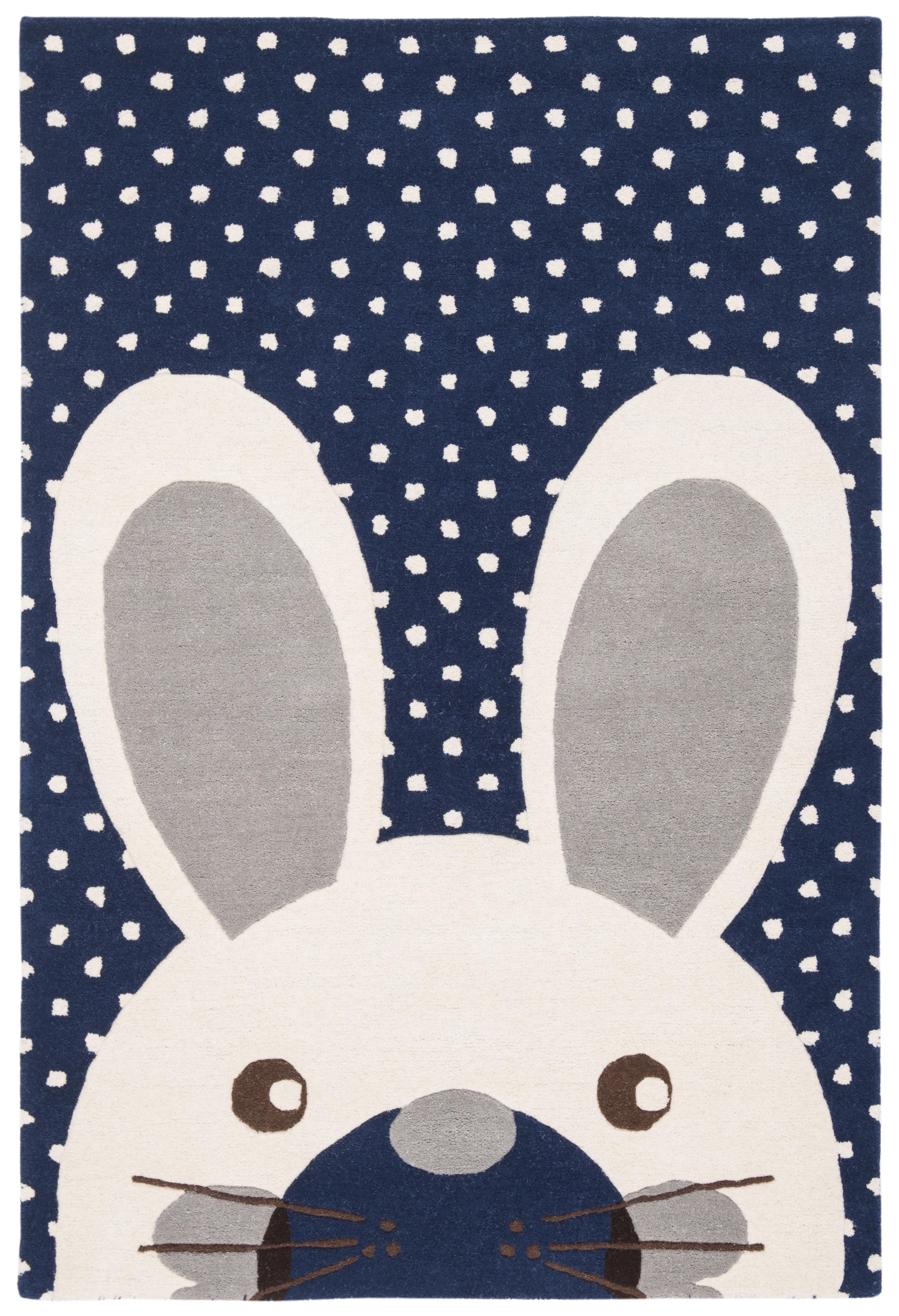 Safavieh Kids Rabbit SFK922 Hand Tufted Indoor Accent Rug - Navy/Ivory - 4'x6' - Safavieh