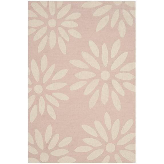 SAFAVIEH Kids Daisy Flowers Wool Area Rug, Pink/Ivory, 3' x 5'