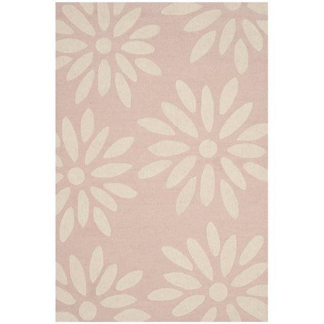 SAFAVIEH Kids Daisy Flowers Wool Area Rug, Pink/Ivory, 3' x 5'