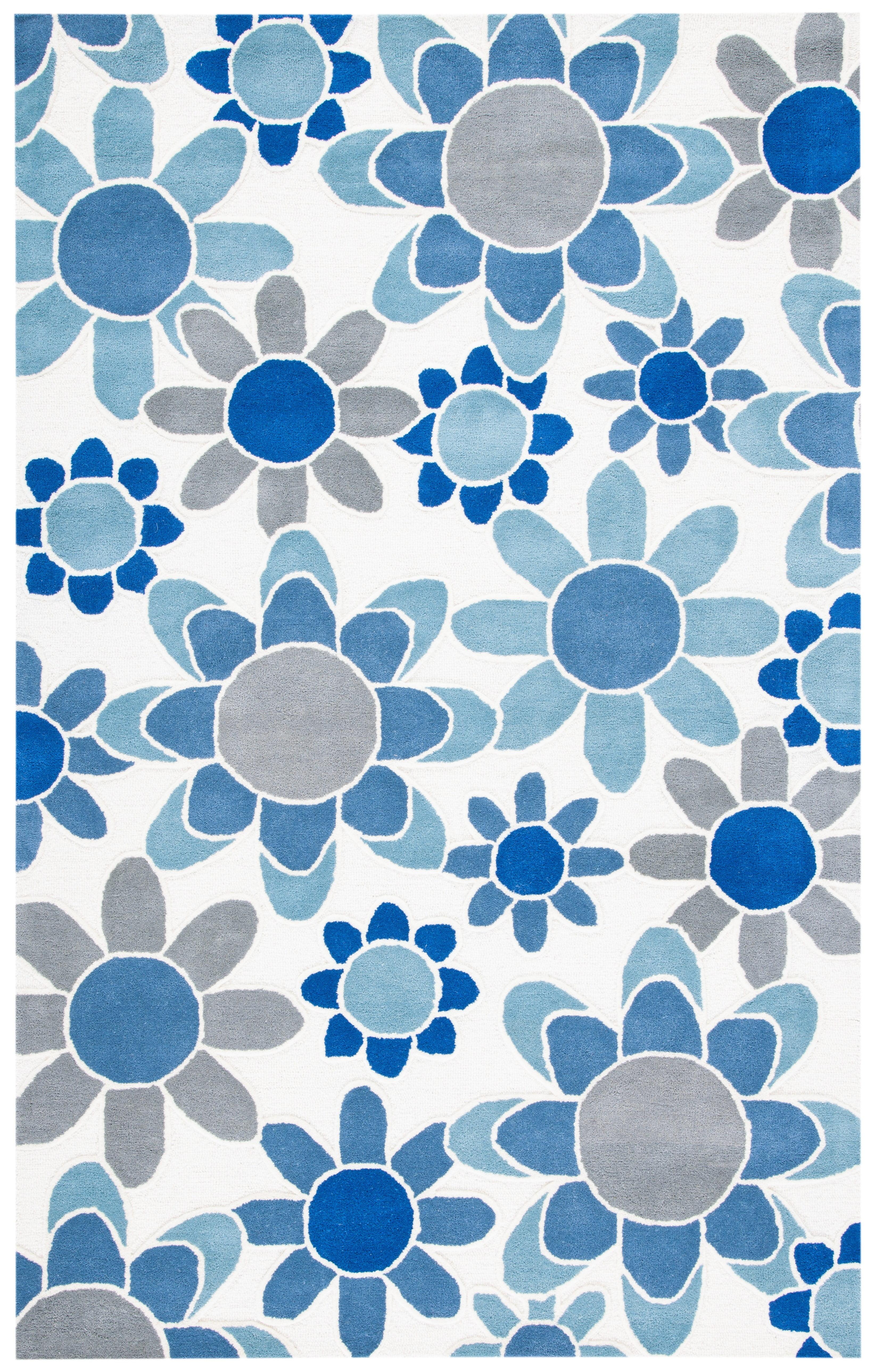 Safavieh Kids SFK923 Hand Tufted Area Rug - Ivory/Blue - 5'x8' - Safavieh.