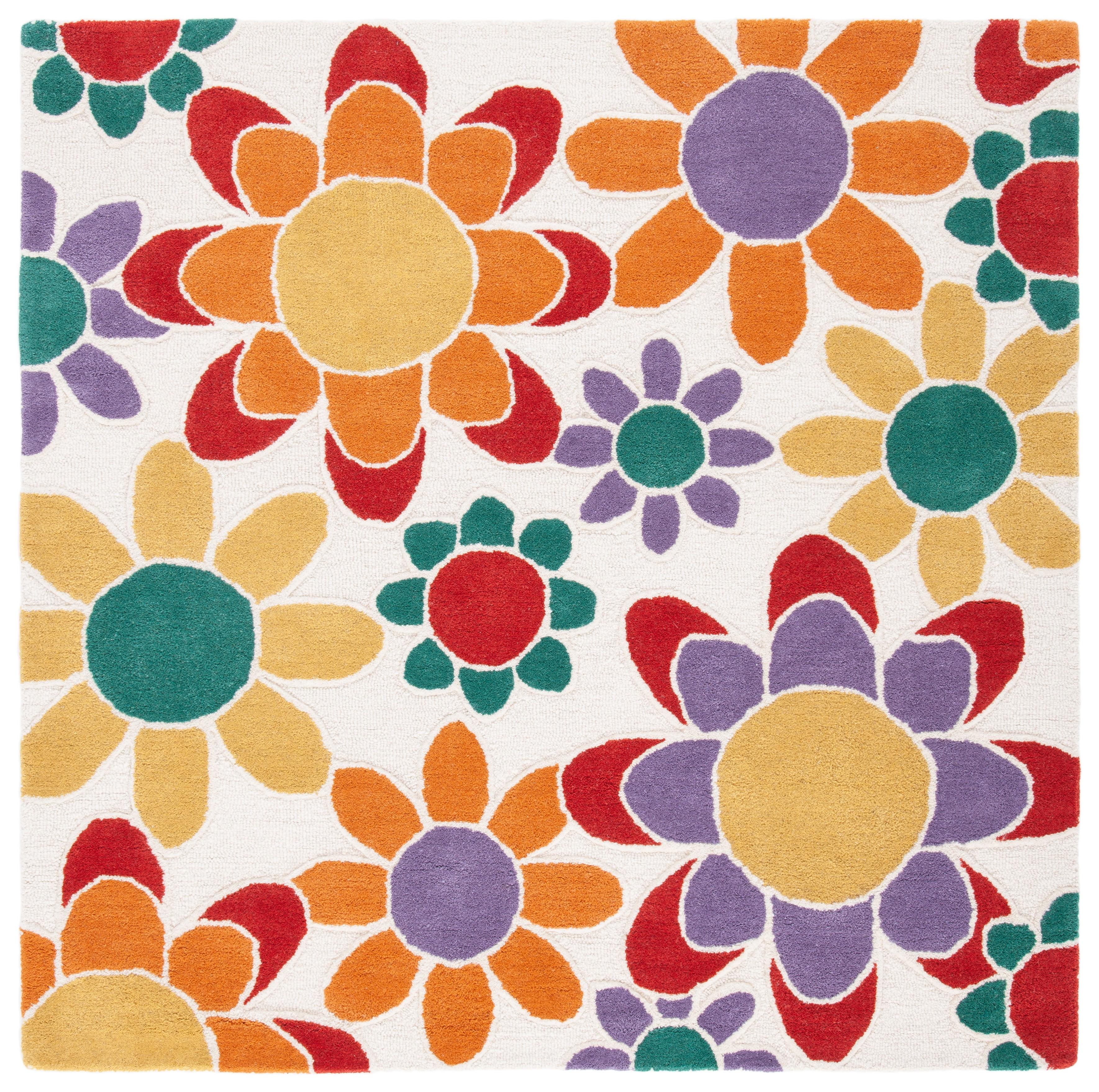 Safavieh Kids SFK923 Hand Tufted Area Rug - Ivory/Gold - 5'x5' - Safavieh.