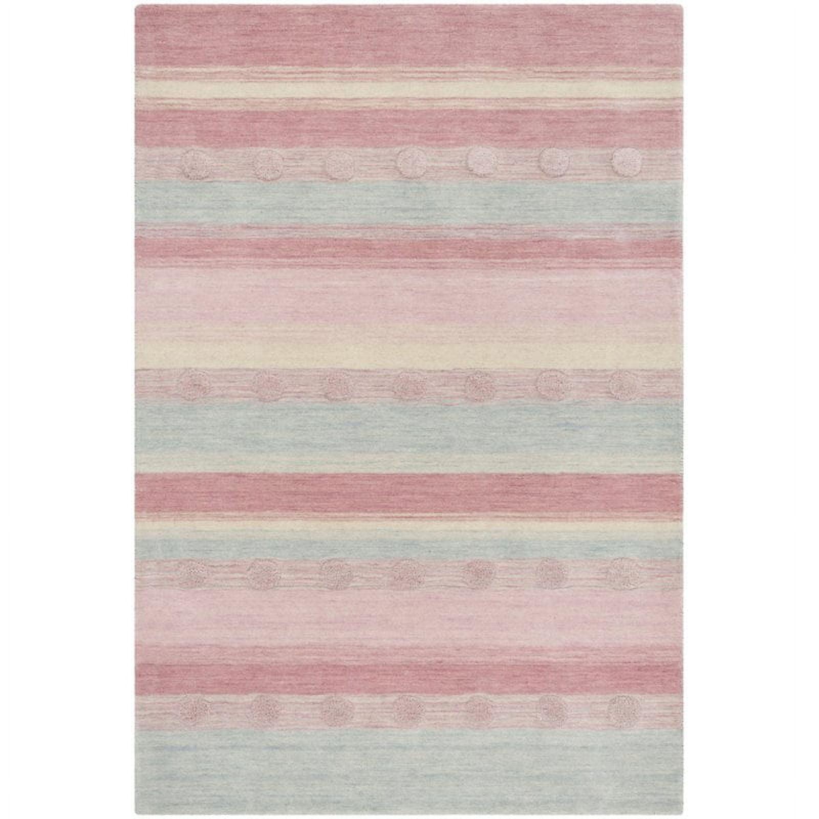 SAFAVIEH Kids Jayde Geometric Striped Wool Area Rug, Light Blue/Pink, 3' x 5'