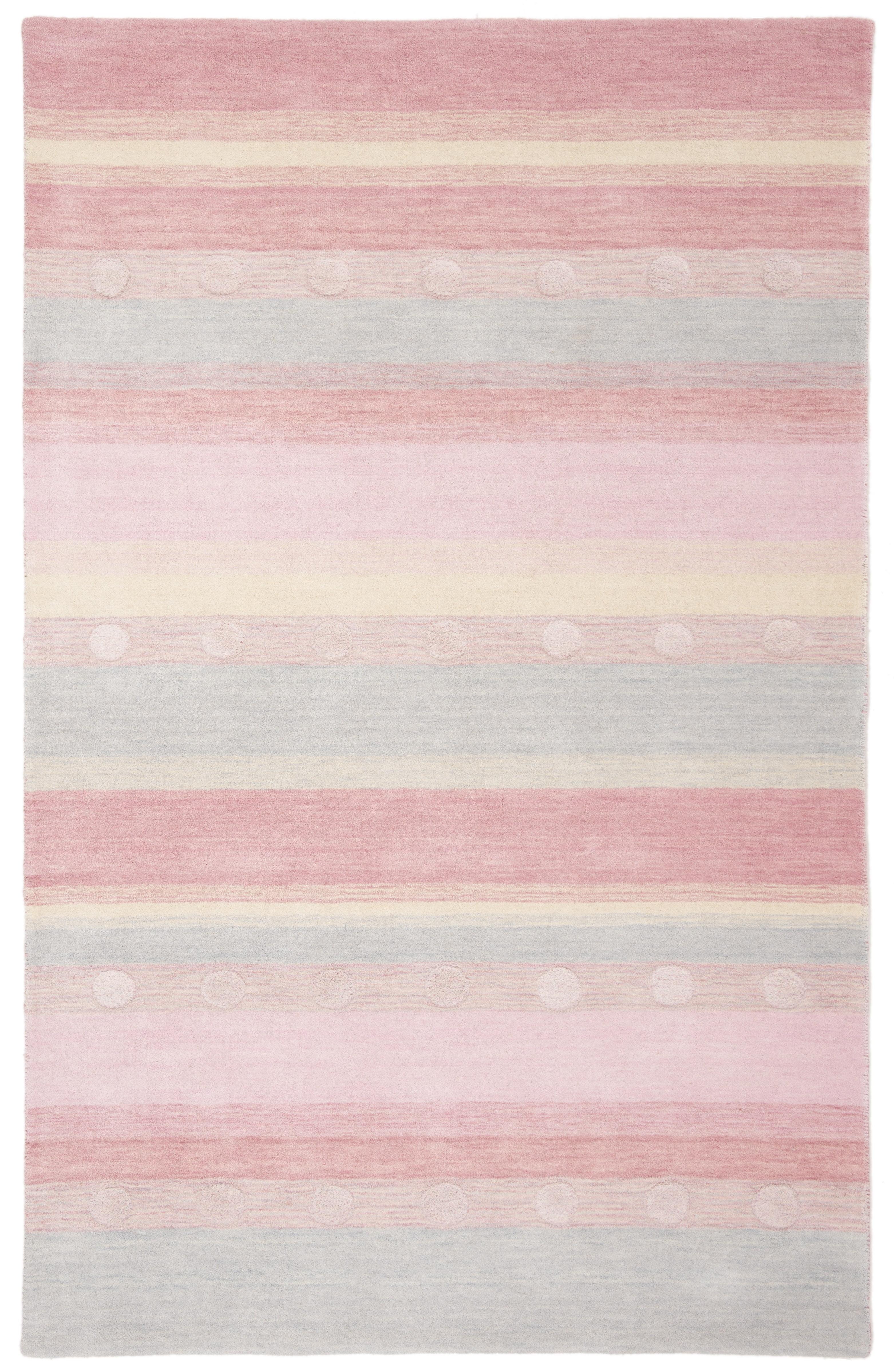 SAFAVIEH Kids Jayde Geometric Striped Wool Area Rug, Light Blue/Pink, 6' x 9'