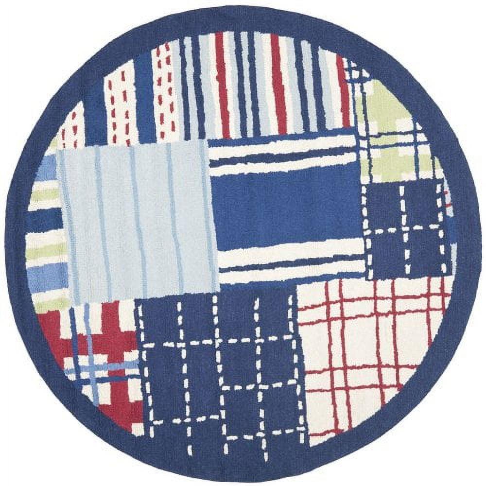 SAFAVIEH Kids Plaid Geometric Striped Cotton Area Rug, Blue/Multi, 3' x 5'