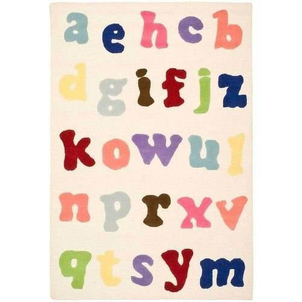 Handmade Ivory Alphabet Wool Kids Rug 2' x 3'