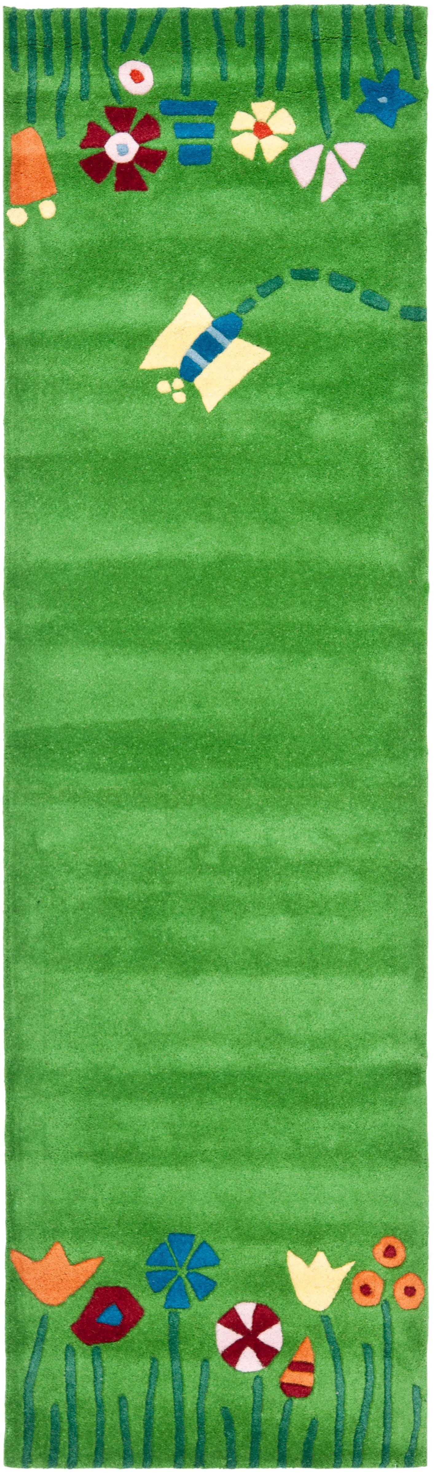 SAFAVIEH Kids Topher Play Grass Runner Rug, Green/Multi, 2'3" x 8'