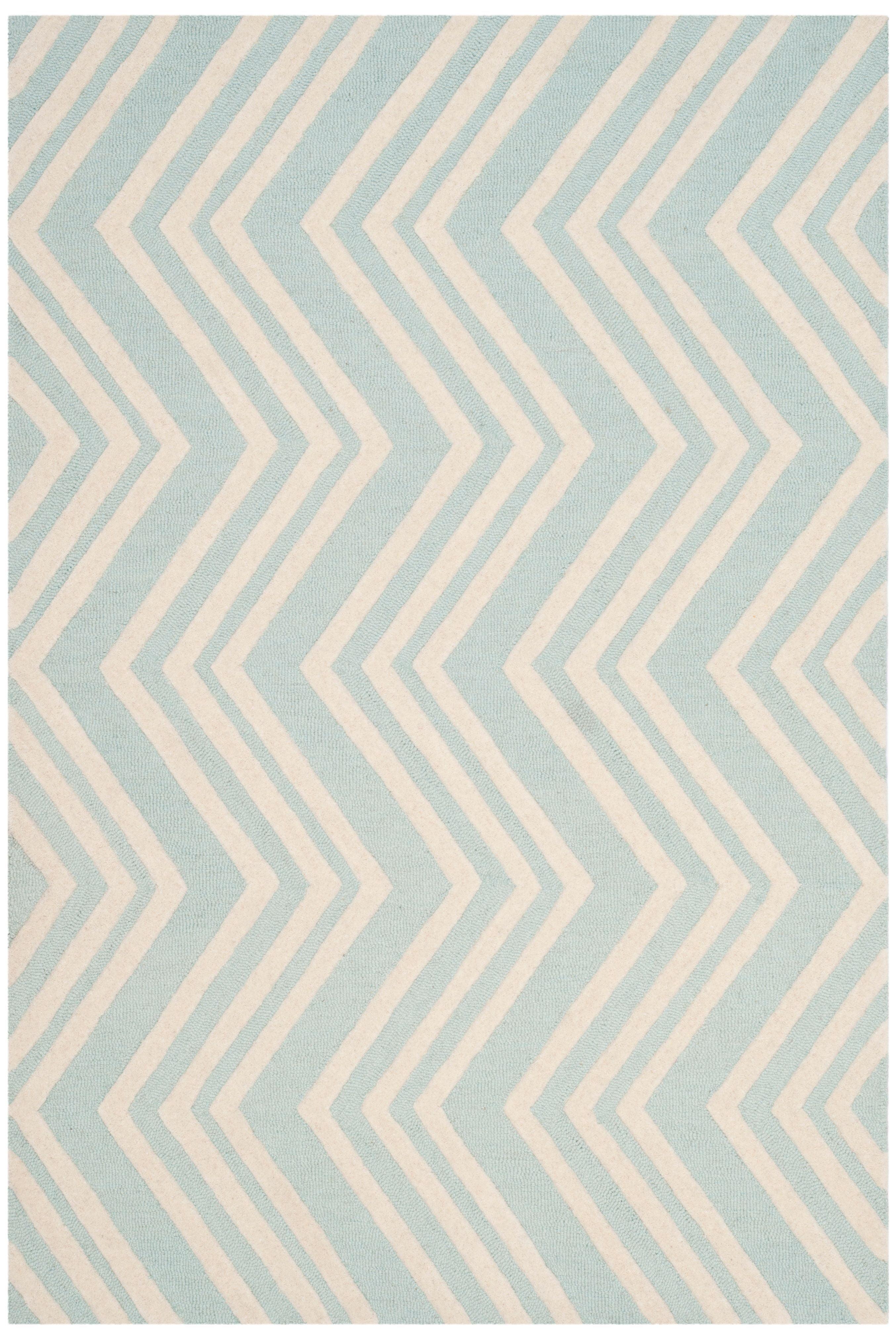 SAFAVIEH Kids Wave Chevron Wool Area Rug, Mint/Ivory, 3' x 5'