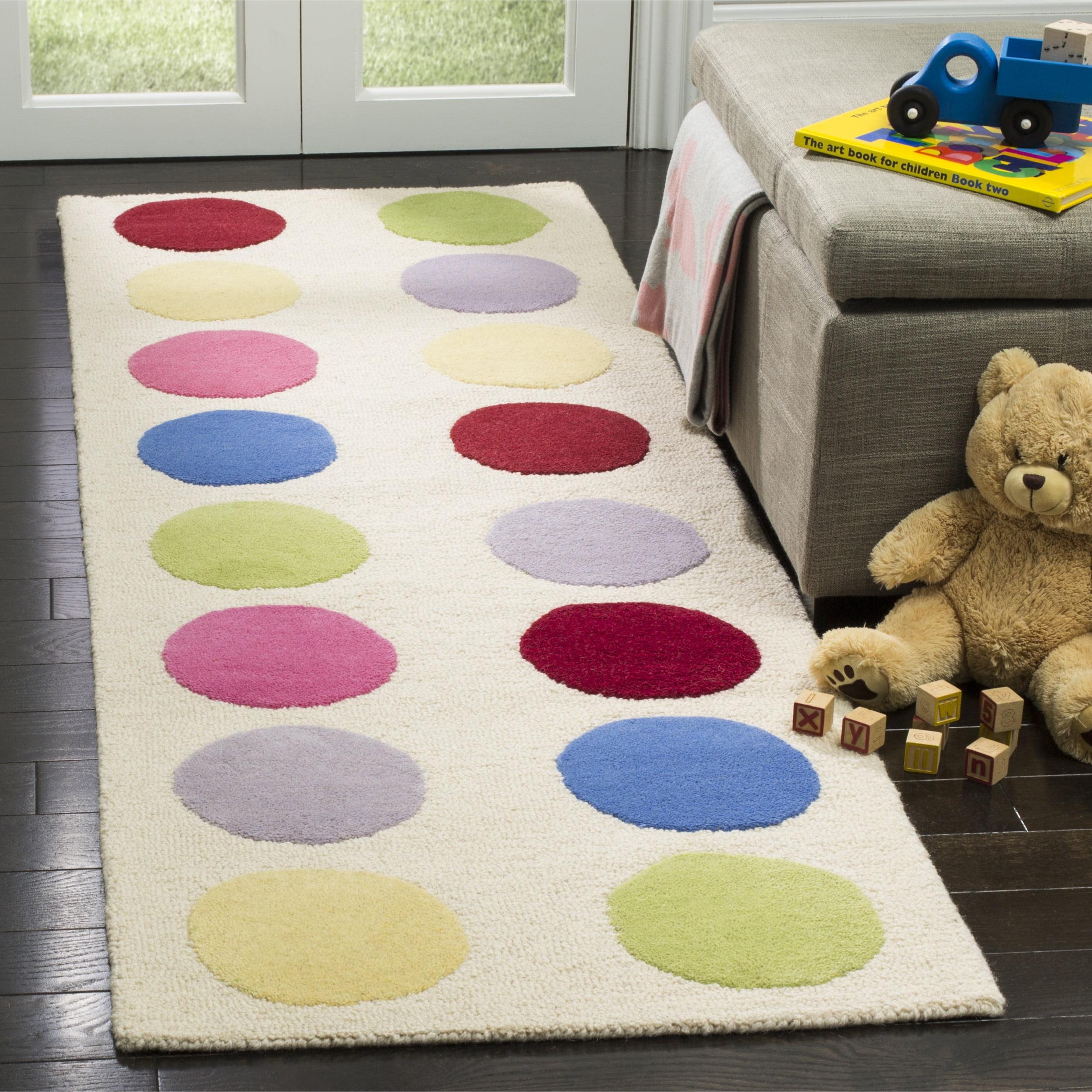 SAFAVIEH Kids Webster Polka Dots Runner Rug, Ivory/Multi, 2'3" x 7'