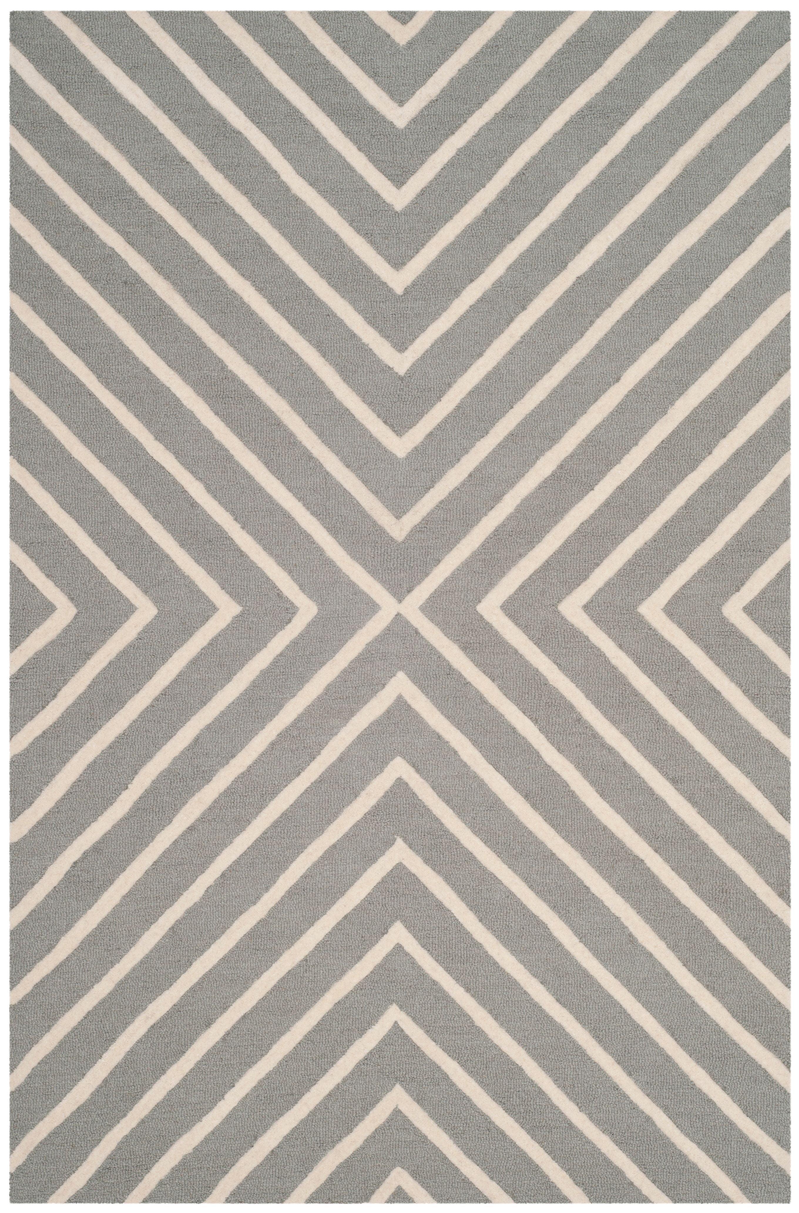 SAFAVIEH Kids X Pattern Wool Area Rug, Grey/Ivory, 3' x 5'