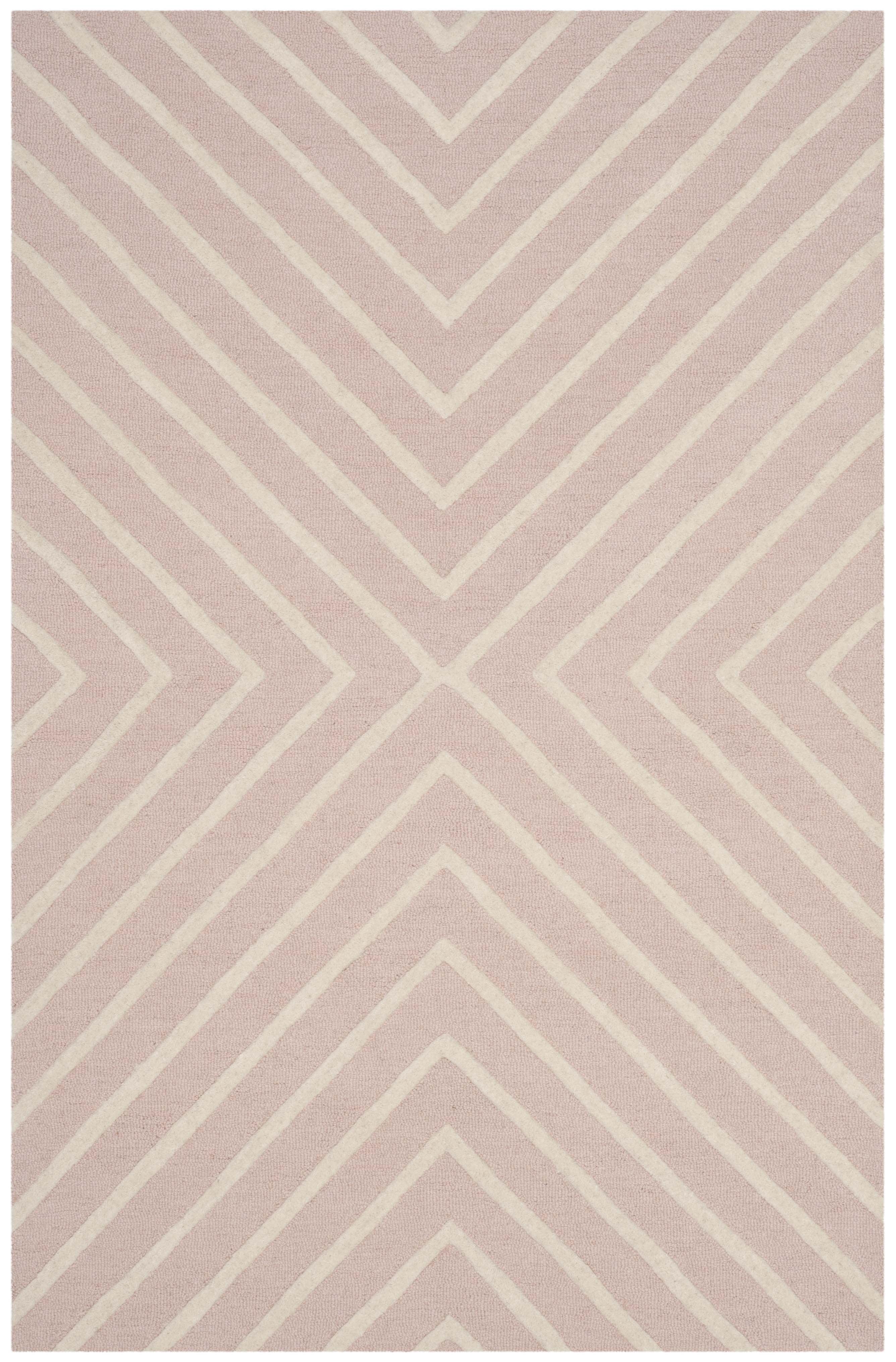 SAFAVIEH Kids X Pattern Wool Area Rug, Pink/Ivory, 3' x 5'