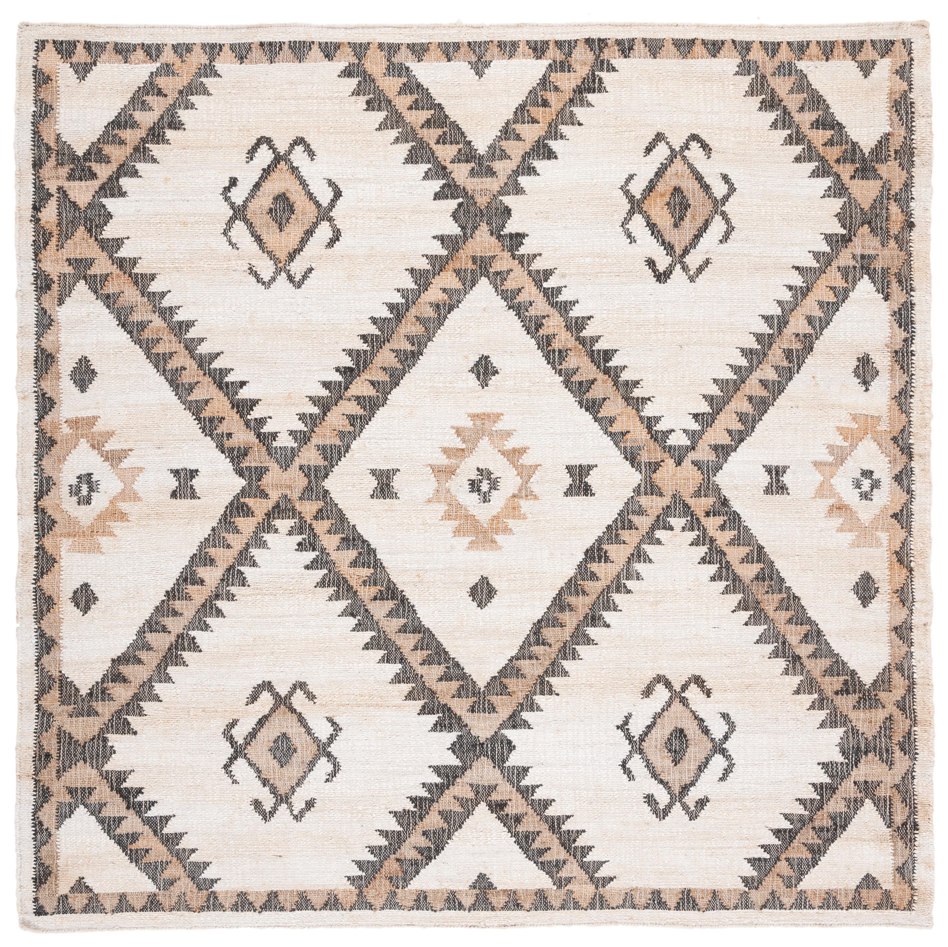 Kilim KLM761 Hand Woven Area Rug - Ivory/Black - 7'x7' - Safavieh.
