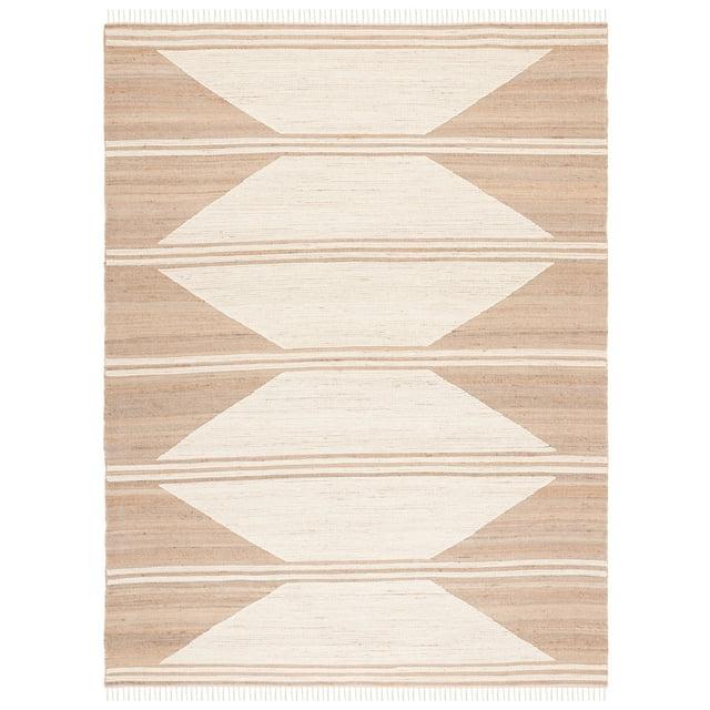 Kilim With Fringes KLM451 Hand Woven Area Rug - Natural/Ivory - 8'x10' - Safavieh