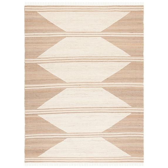 Kilim With Fringes KLM451 Hand Woven Area Rug - Natural/Ivory - 9'x12' - Safavieh