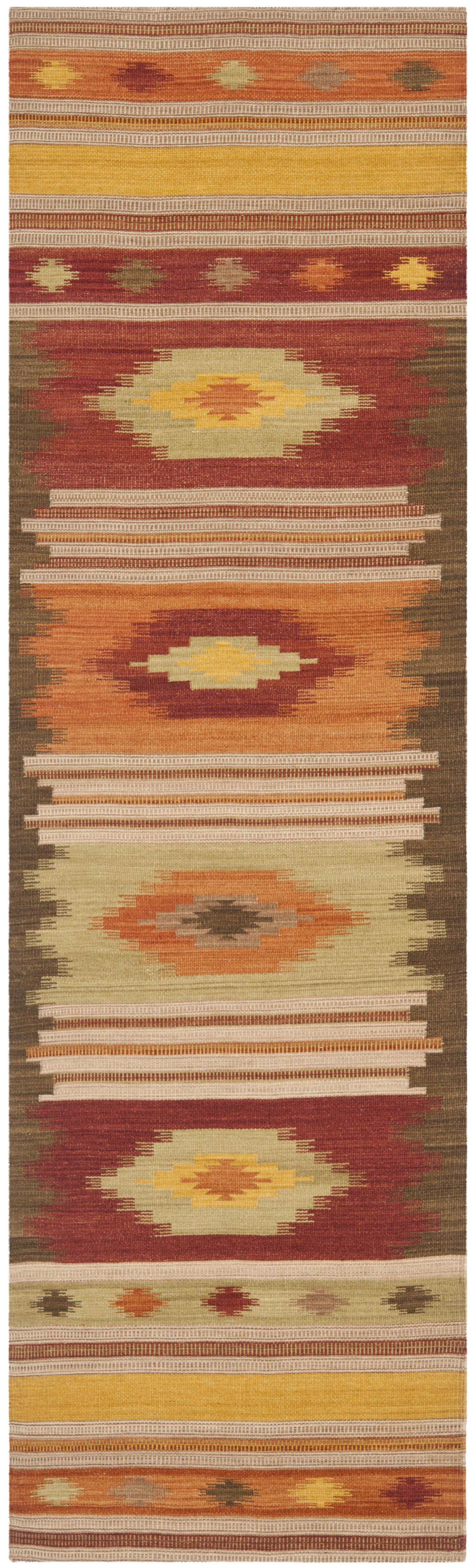 Kilim NVK176 Hand Woven Indoor Runner Rug - Brown/Multi - 2'3"x10' - Safavieh.