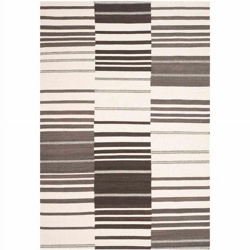 Kilim Striped Handmade Cotton/Wool Brown/Ivory Area Rug