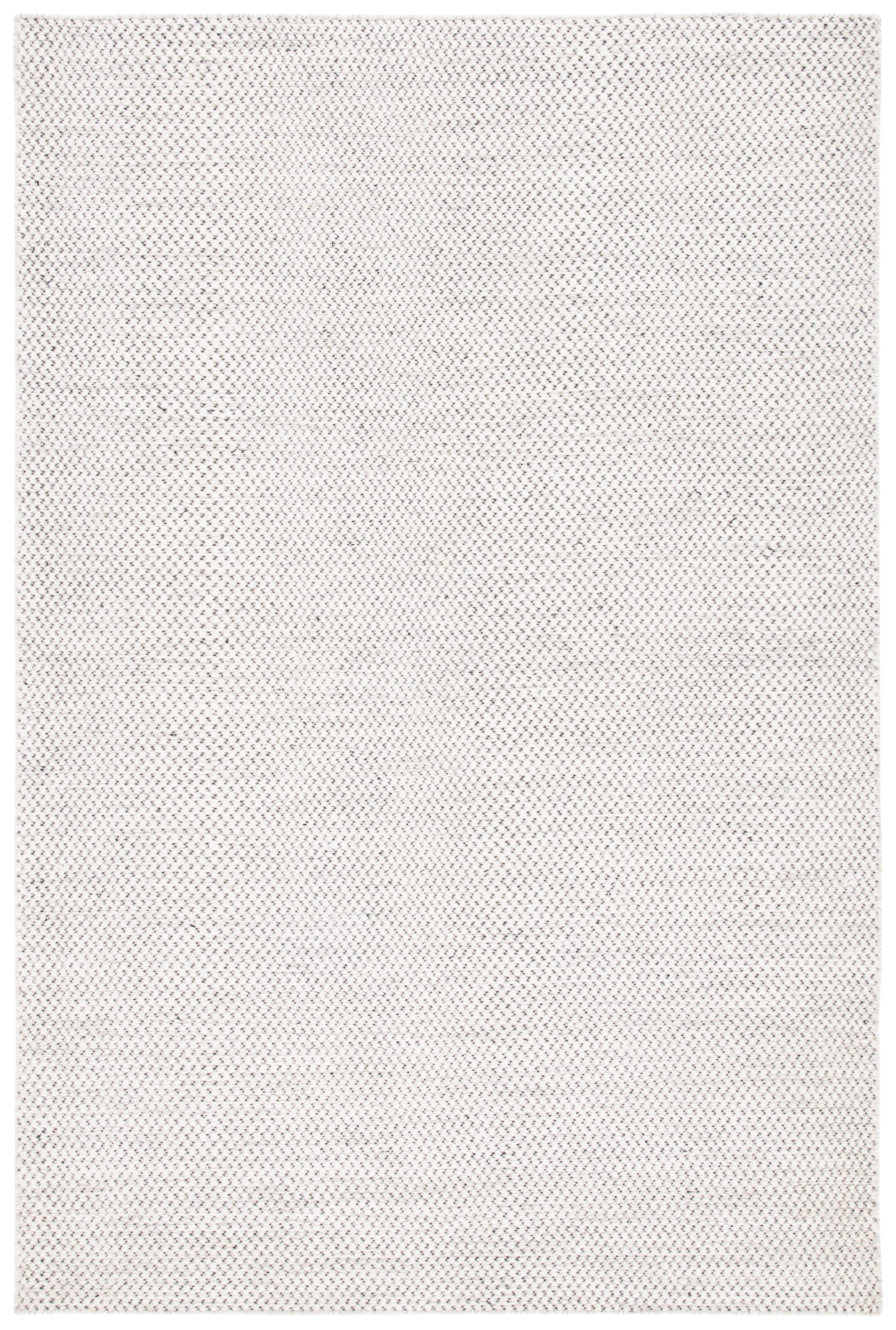 Ivory Flat Woven Handmade Wool Rectangular Rug, 5' x 8'