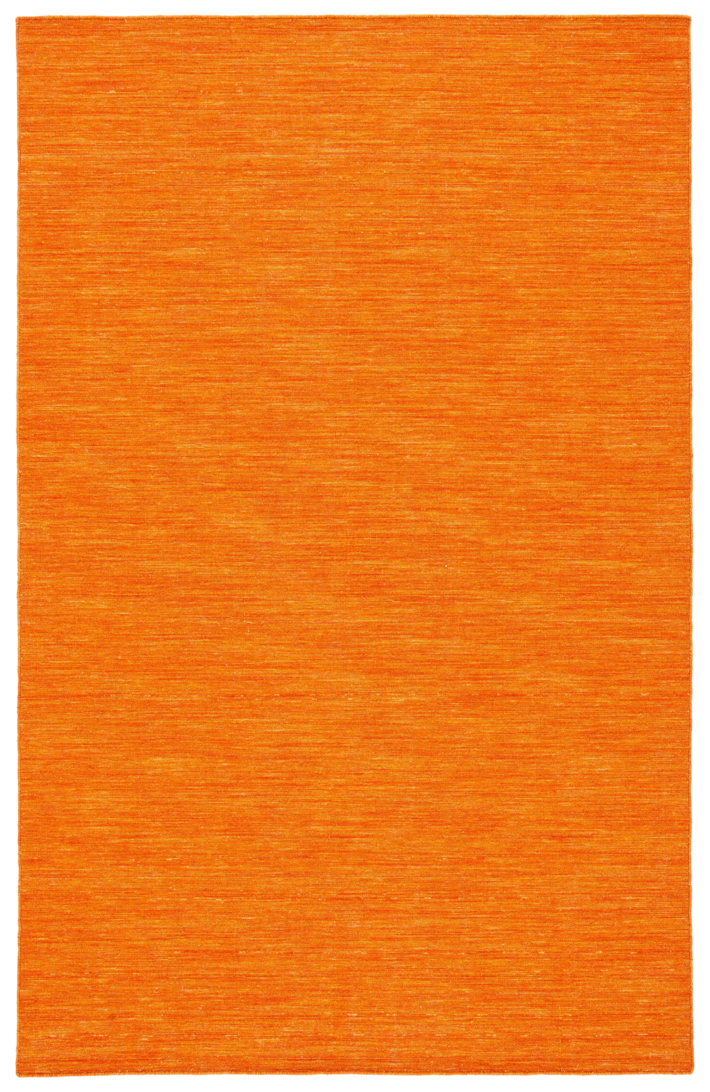 Handmade Orange Wool and Cotton Flat Woven Rug, 4' x 6'