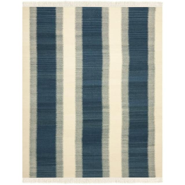 Kilim NVK213 Hand Woven Indoor Area Rug - Blue/Ivory - 8'x10' - Safavieh