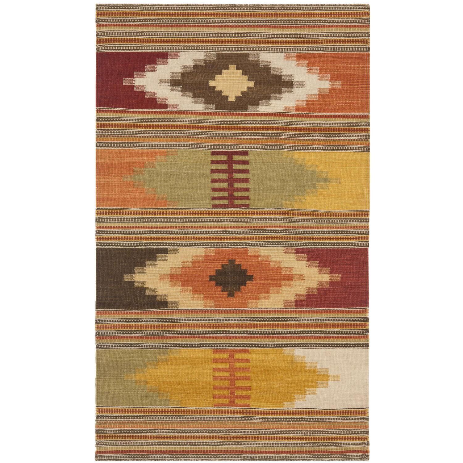 Kilim NVK177 Hand Woven Area Rug - Red/Multi - 3'x5' - Safavieh.