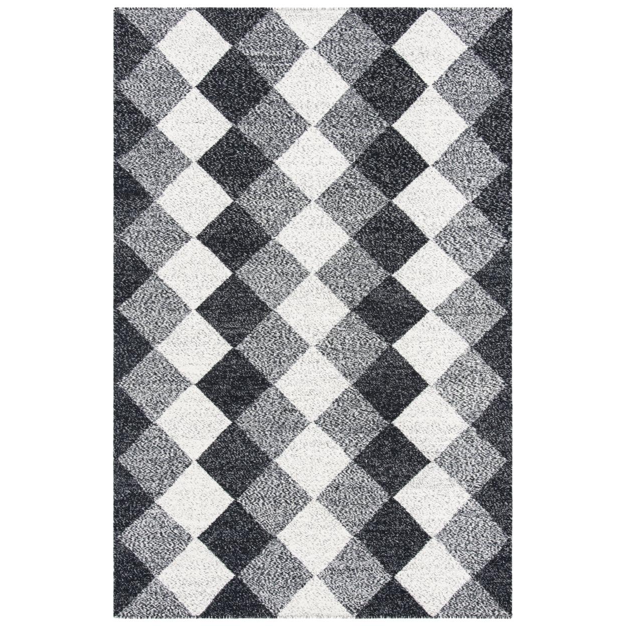 Kilim KLM152 Hand Woven Area Rug - Black/Ivory - 4'x6' - Safavieh.