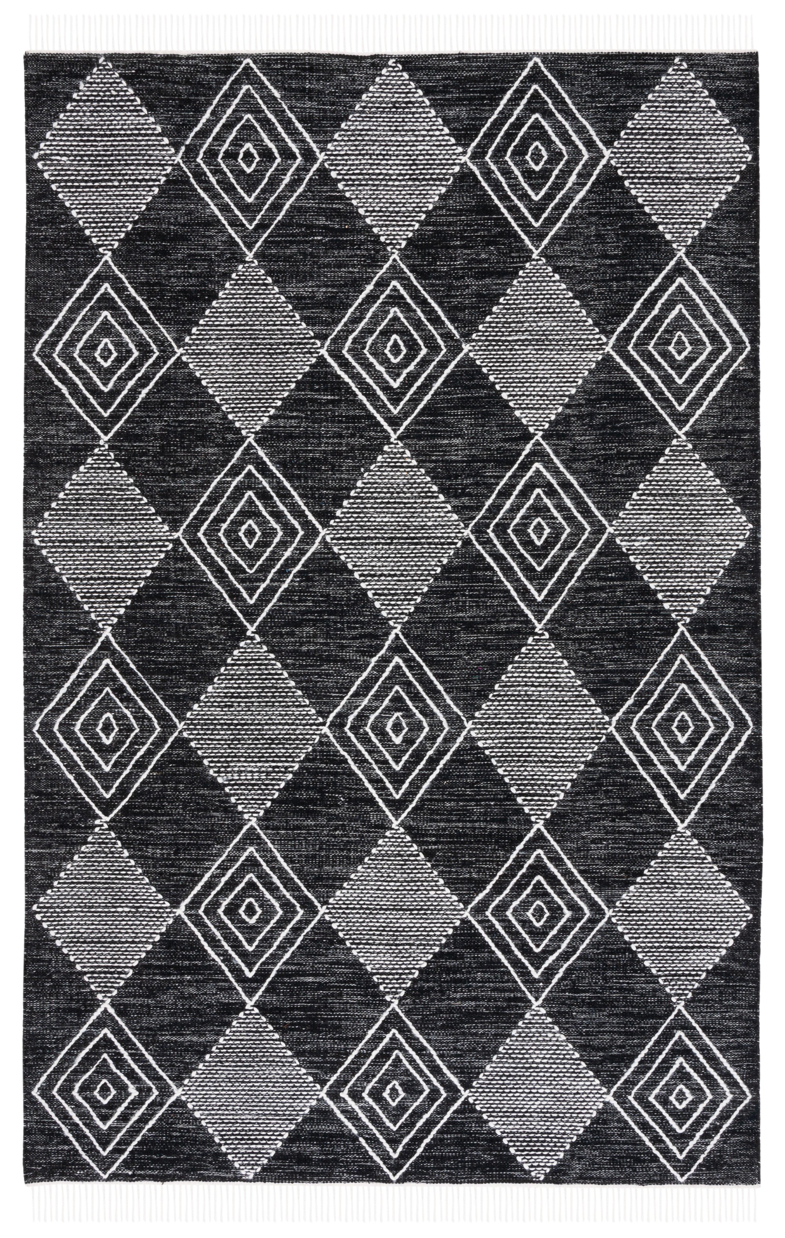 Kilim KLM306 Hand Woven Area Rug - Black/Ivory - 5'x8' - Safavieh.