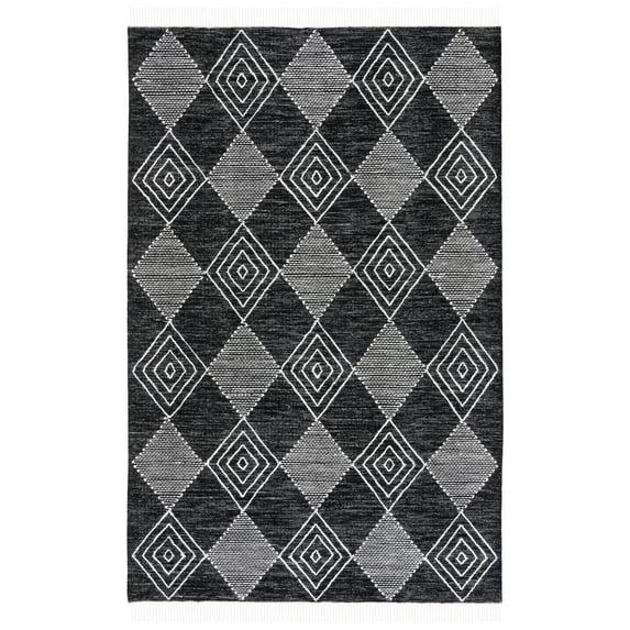 Kilim KLM306 Hand Woven Area Rug - Black/Ivory - 5'x8' - Safavieh.
