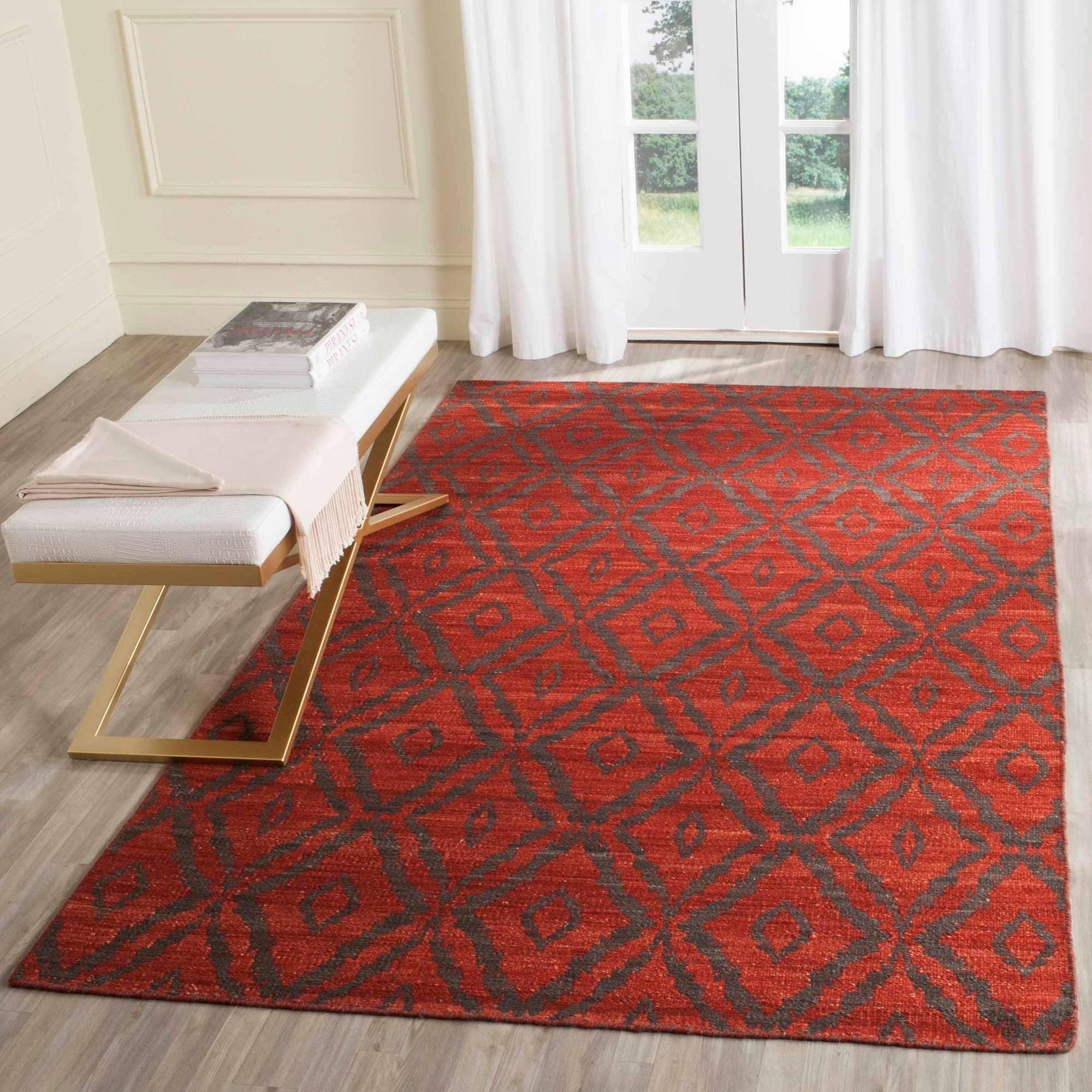 Kilim KLM215 Hand Woven Area Rug - Rust/Grey - 5'x8' - Safavieh.