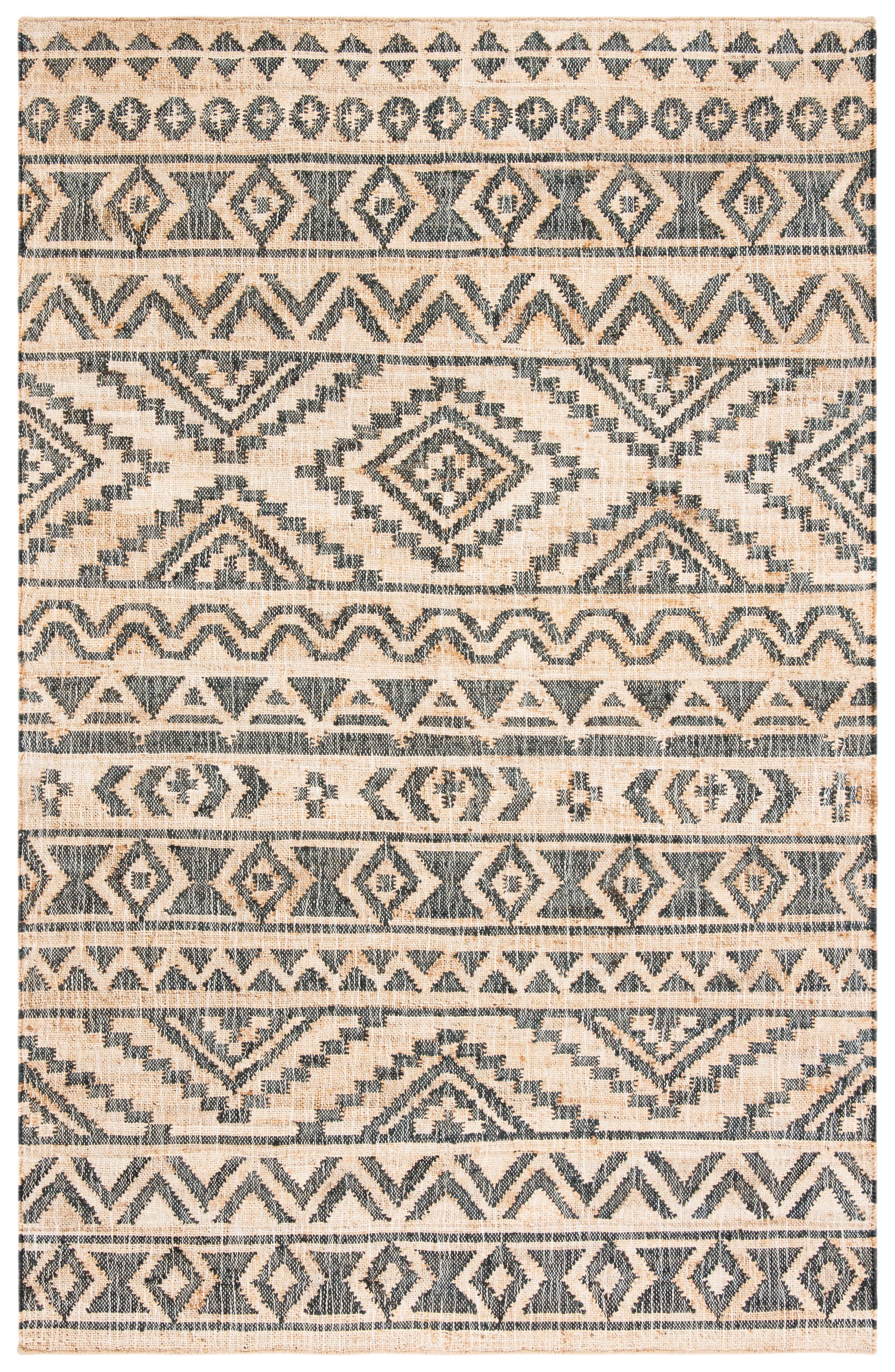 SAFAVIEH Kilim Jaylee Geometric Area Rug, Natural/Charcoal, 3' x 5'